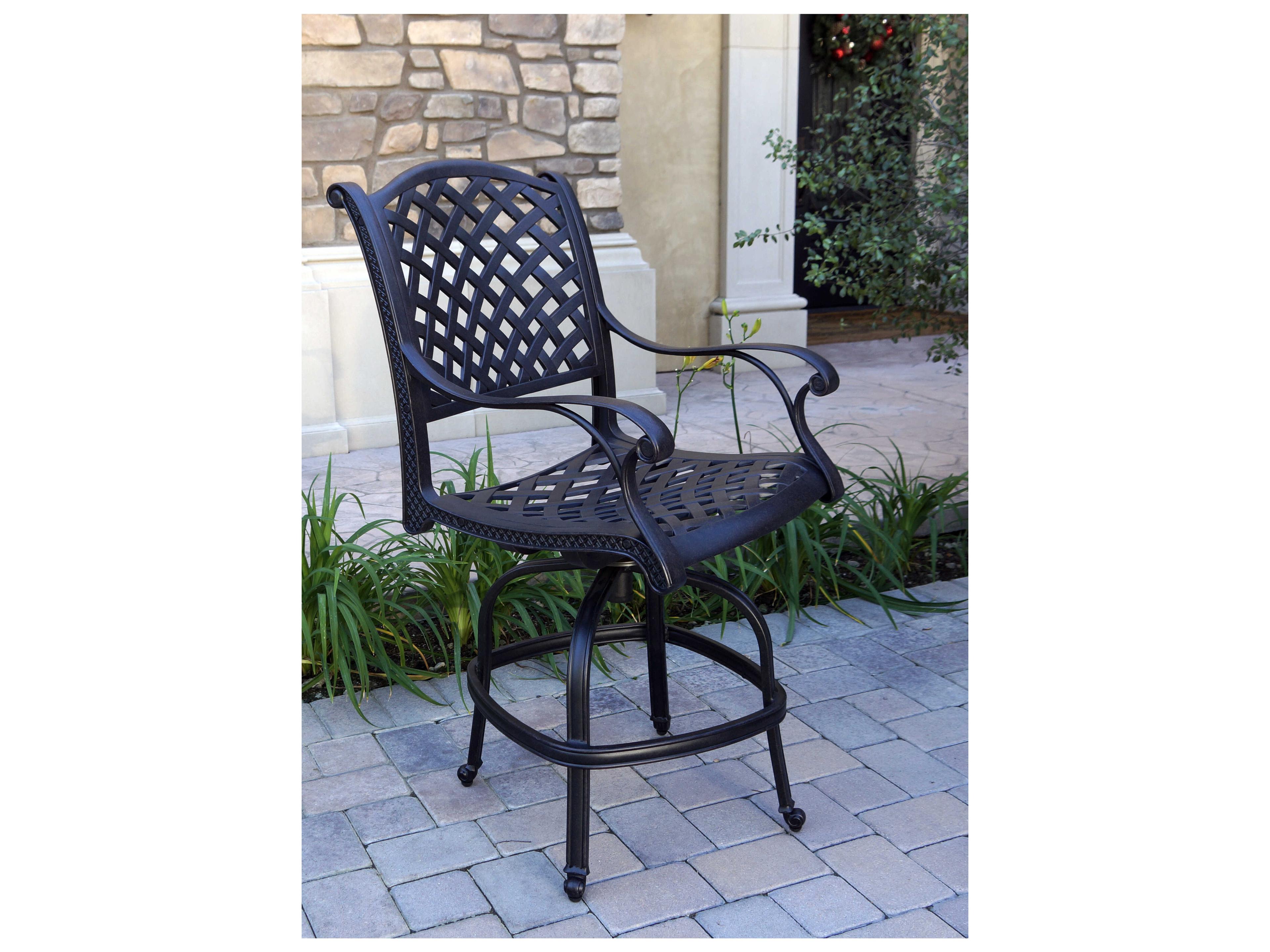 Darlee Outdoor Living Standard Nassau Cast Aluminum Antique Bronze Swivel Counter Height Stool Set of 6