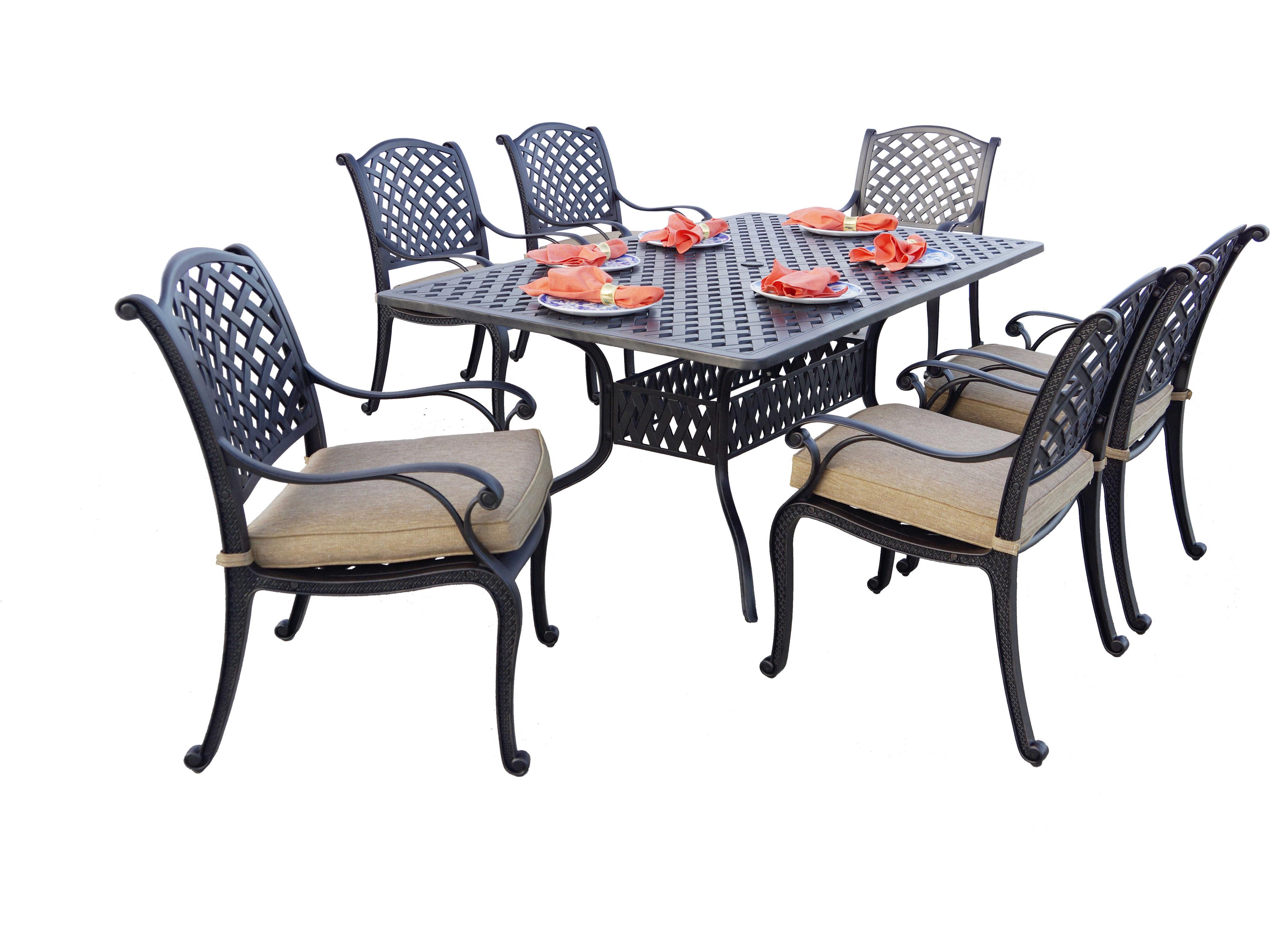 Standard Nassau Cast Aluminum Antique Bronze 7 Piece Dining Set