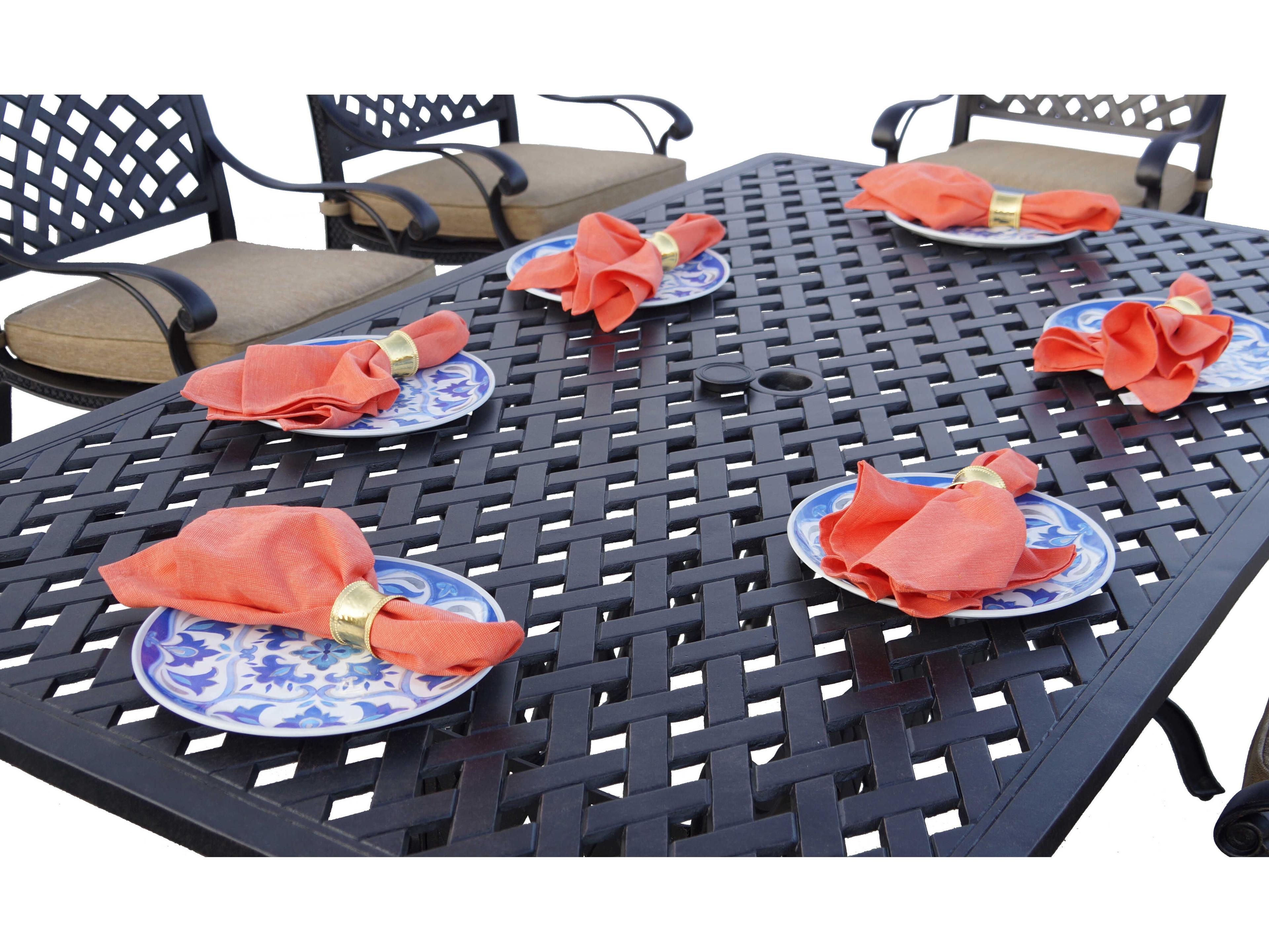 Darlee Outdoor Living Standard Nassau Cast Aluminum Antique Bronze 7 Piece Dining Set