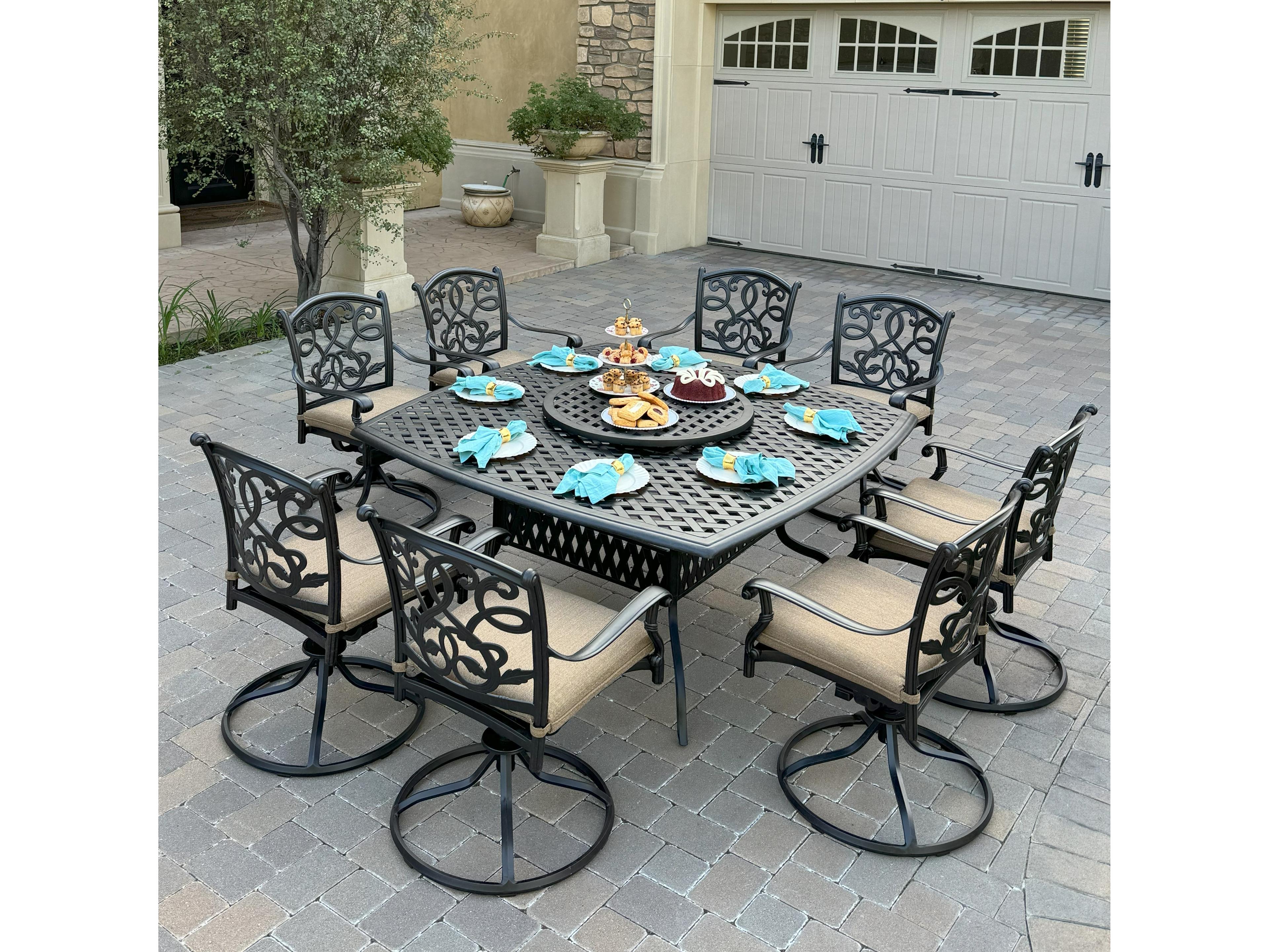 Santa Monica Cast Aluminum 10-Piece Dining Set