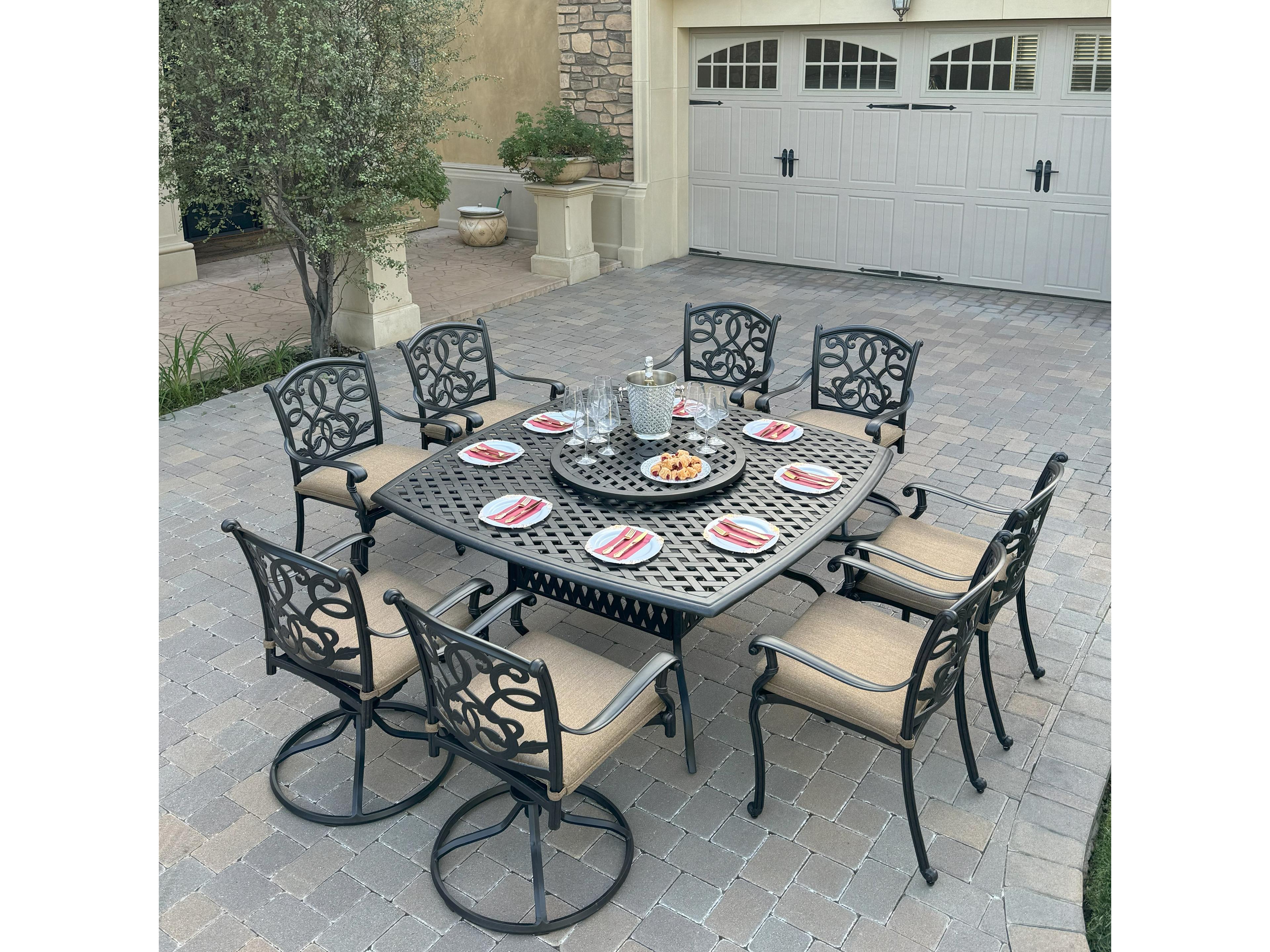 Santa Monica Cast Aluminum 10-Piece Dining Set