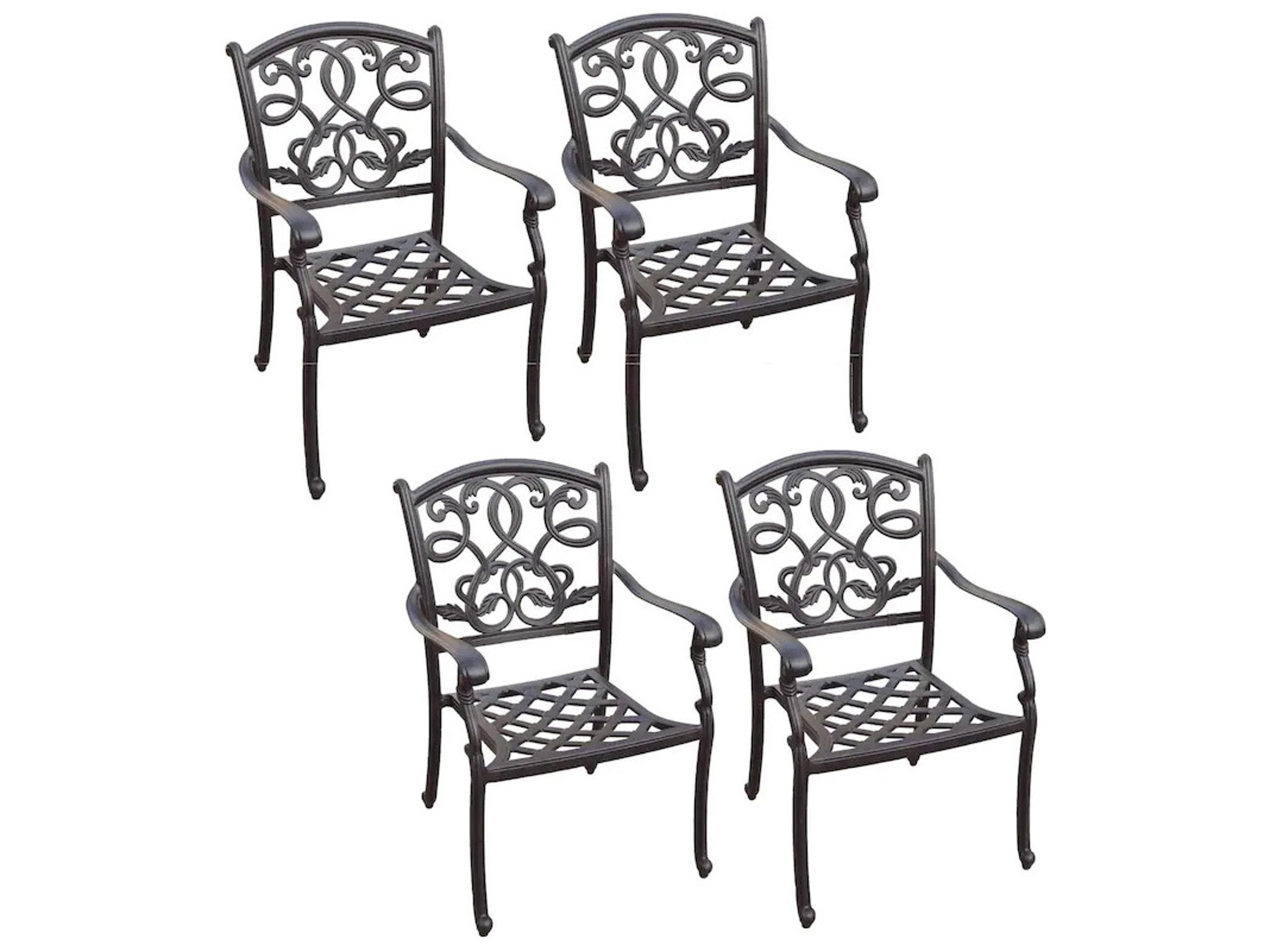 Santa Monica Cast Aluminum Dining Chair with Cushion Set of 4