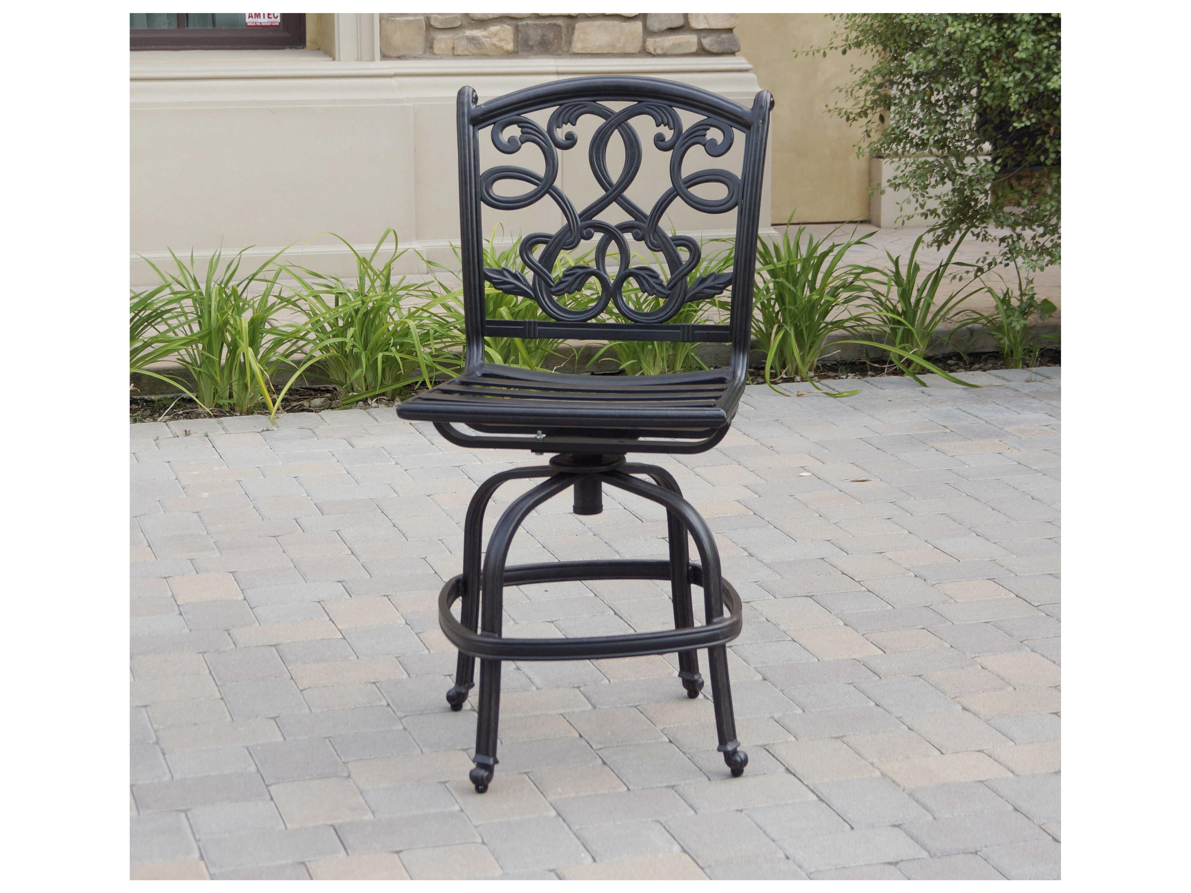 Darlee Outdoor Living Santa Monica Cast Aluminum Antique Bronze Swivel Counter Height Stool Set of 6