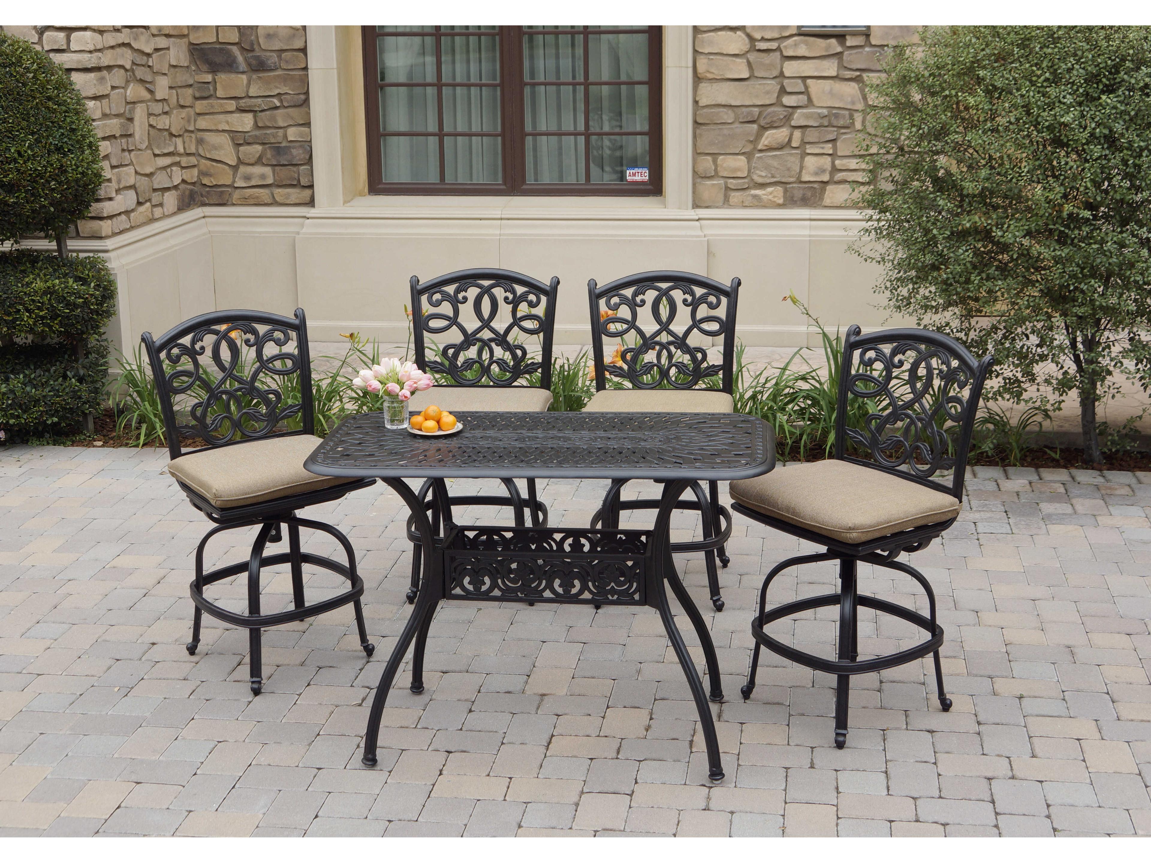 Darlee Outdoor Living Santa Monica Cast Aluminum Antique Bronze Swivel Counter Height Stool Set of 6