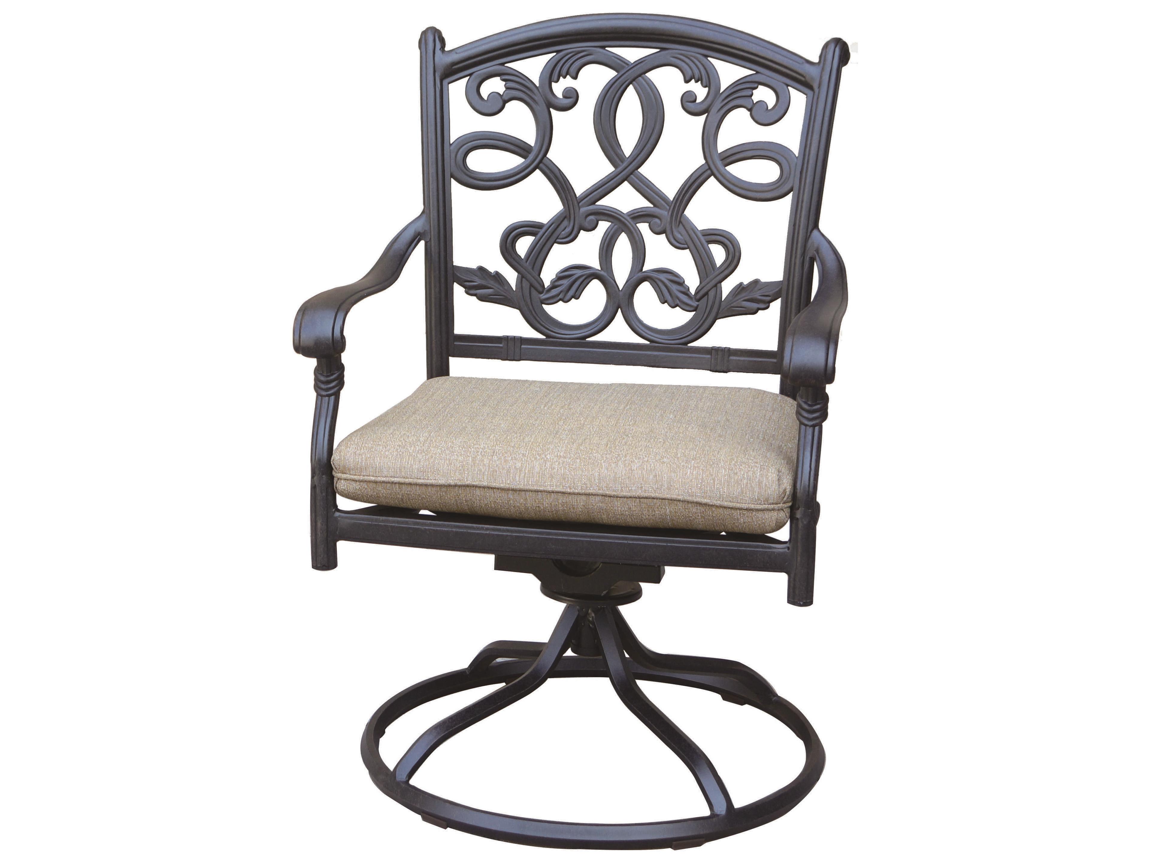 Santa Monica Cast Aluminum Antique Bronze Swivel Rocker Dining Arm Chair Set of 4