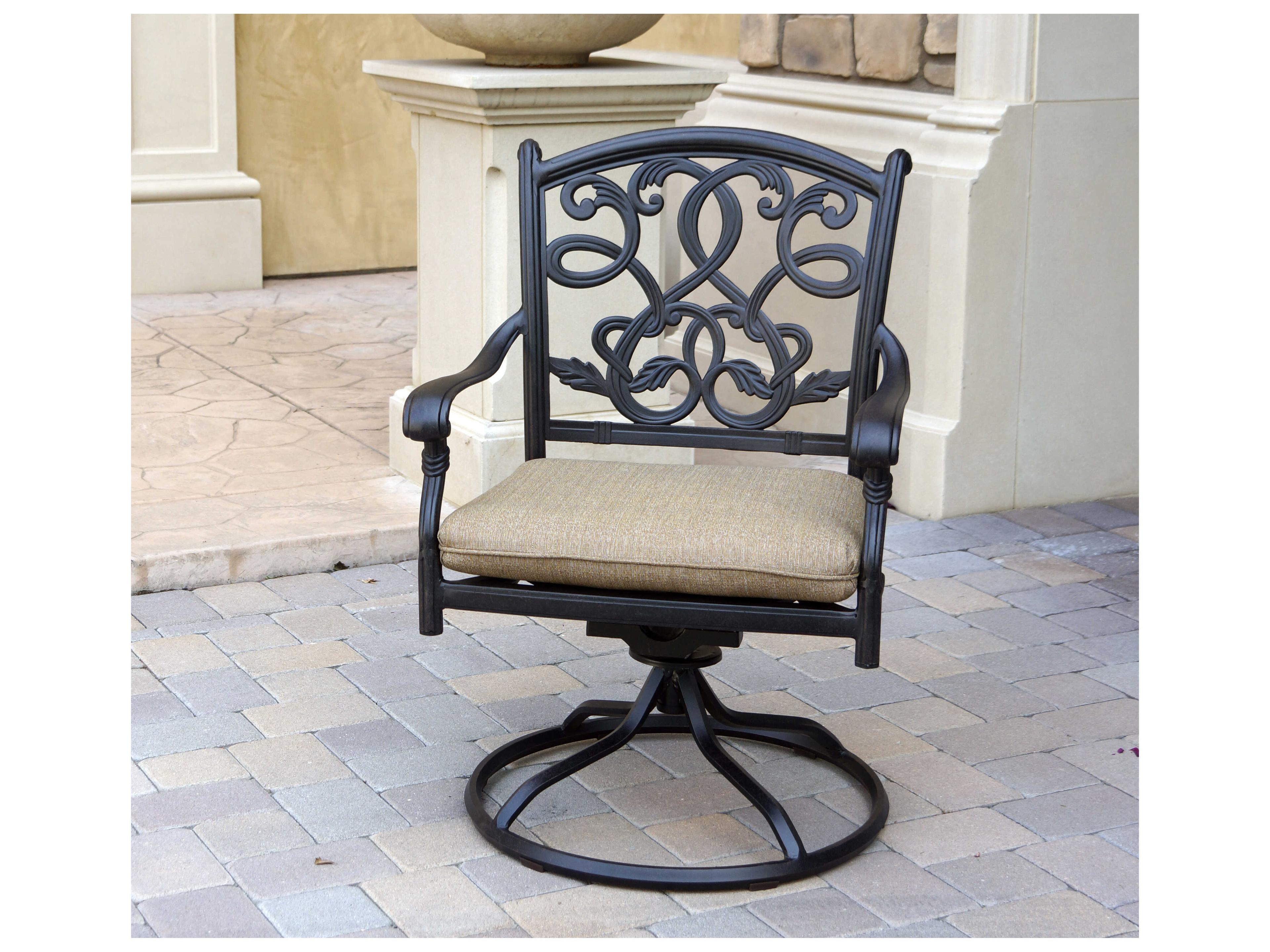 Darlee Outdoor Living Santa Monica Cast Aluminum Antique Bronze Swivel Rocker Dining Arm Chair Set of 4