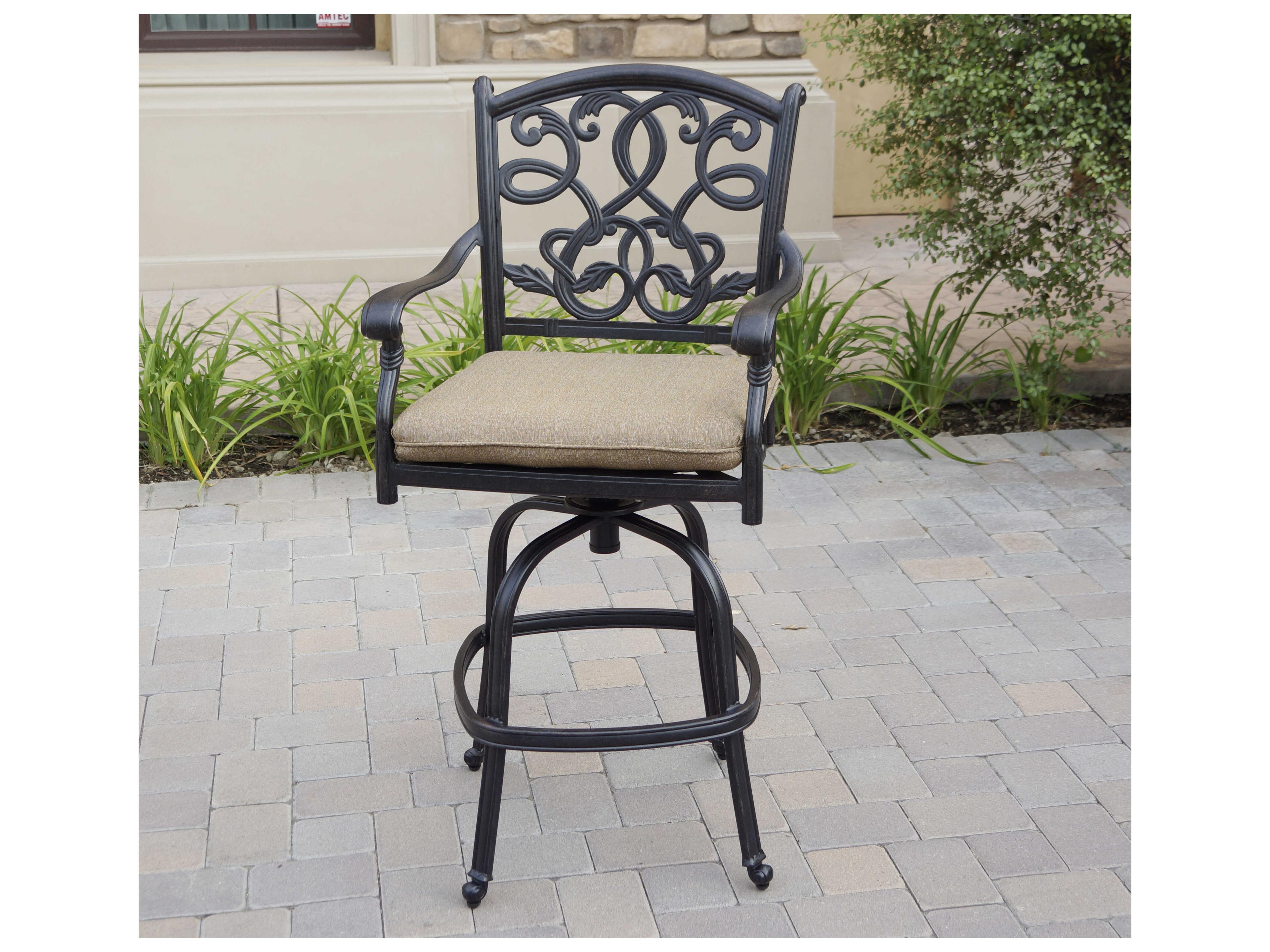 Darlee Outdoor Living Santa Monica Cast Aluminum Antique Bronze Swivel Bar Stool Set of 6