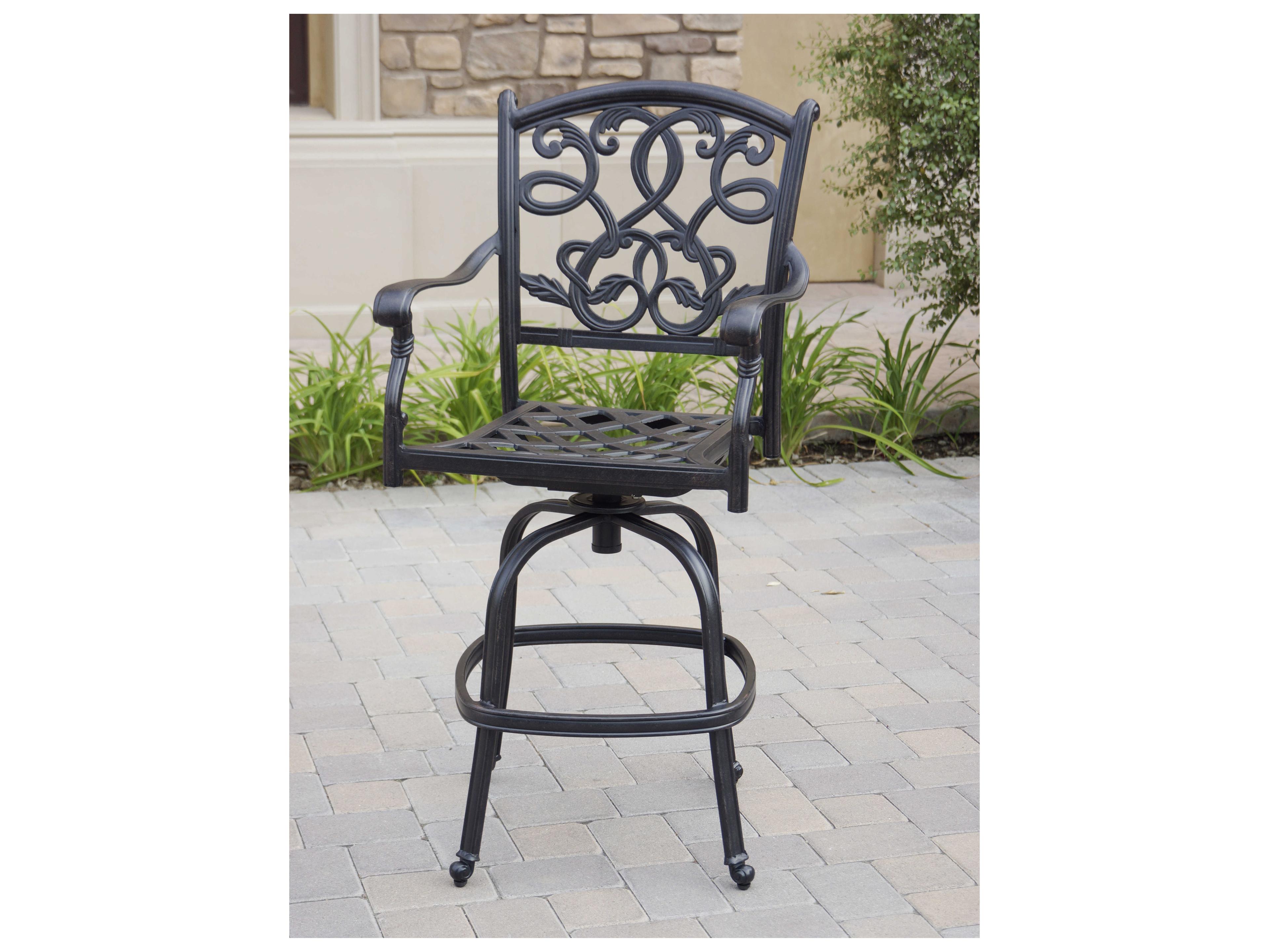 Darlee Outdoor Living Santa Monica Cast Aluminum Antique Bronze Swivel Bar Stool Set of 6