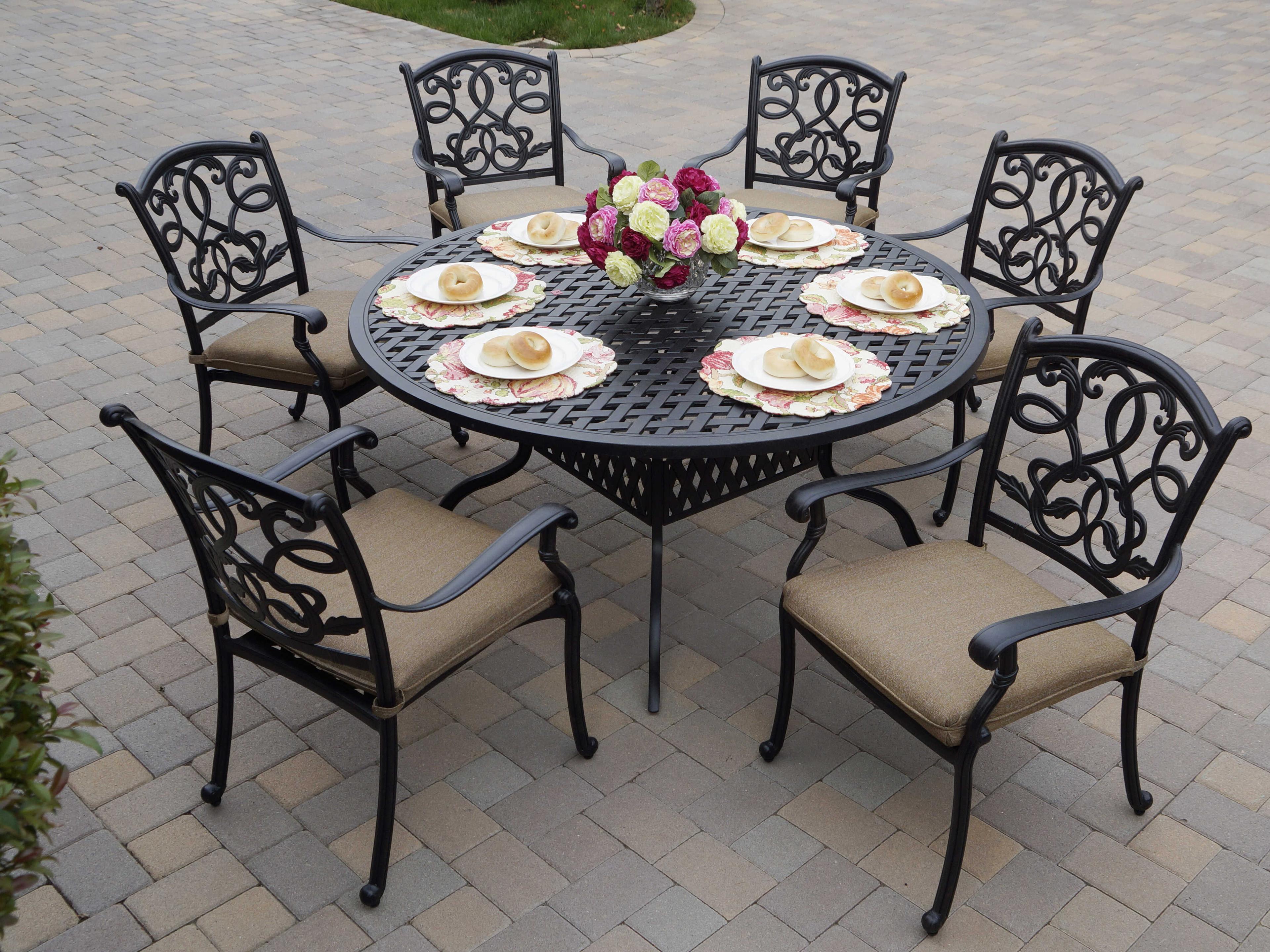 Santa Monica Cast Aluminum Antique Bronze 7 Piece Dining Set