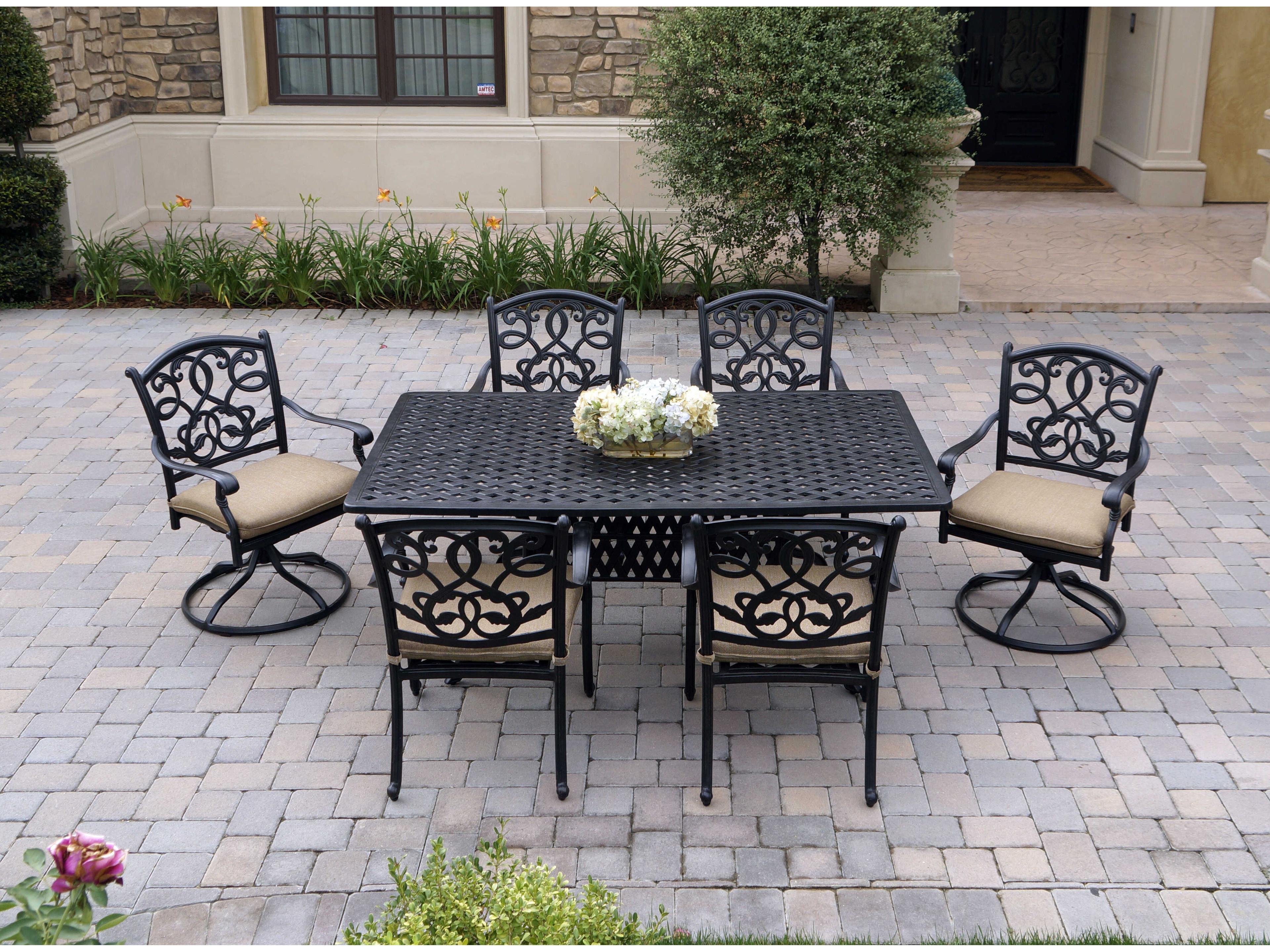 Santa Monica Cast Aluminum Antique Bronze 7 Piece Dining Set