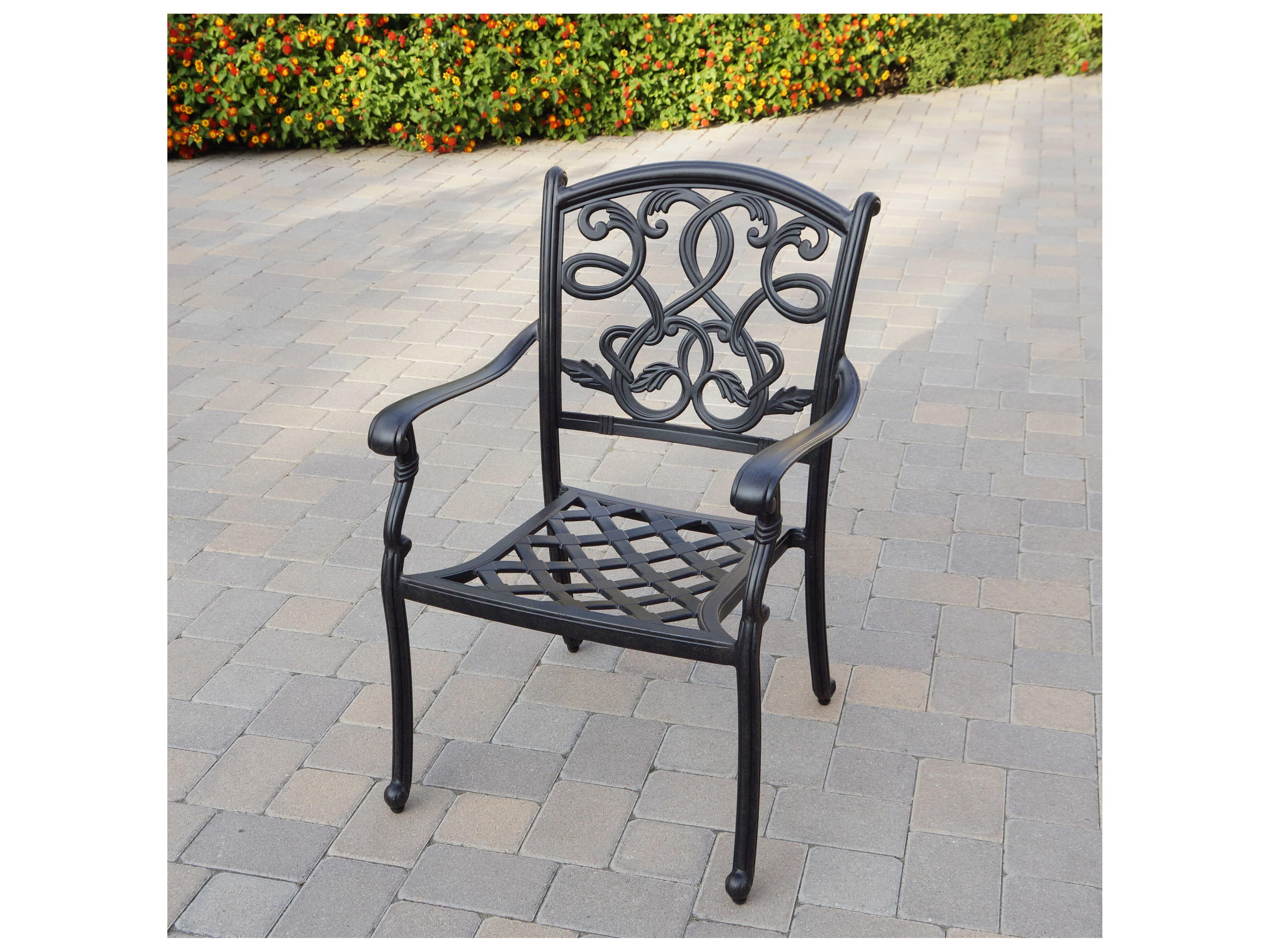 Darlee Outdoor Living Santa Monica Cast Aluminum Antique Bronze 9 Piece Fire Pit Dining Set