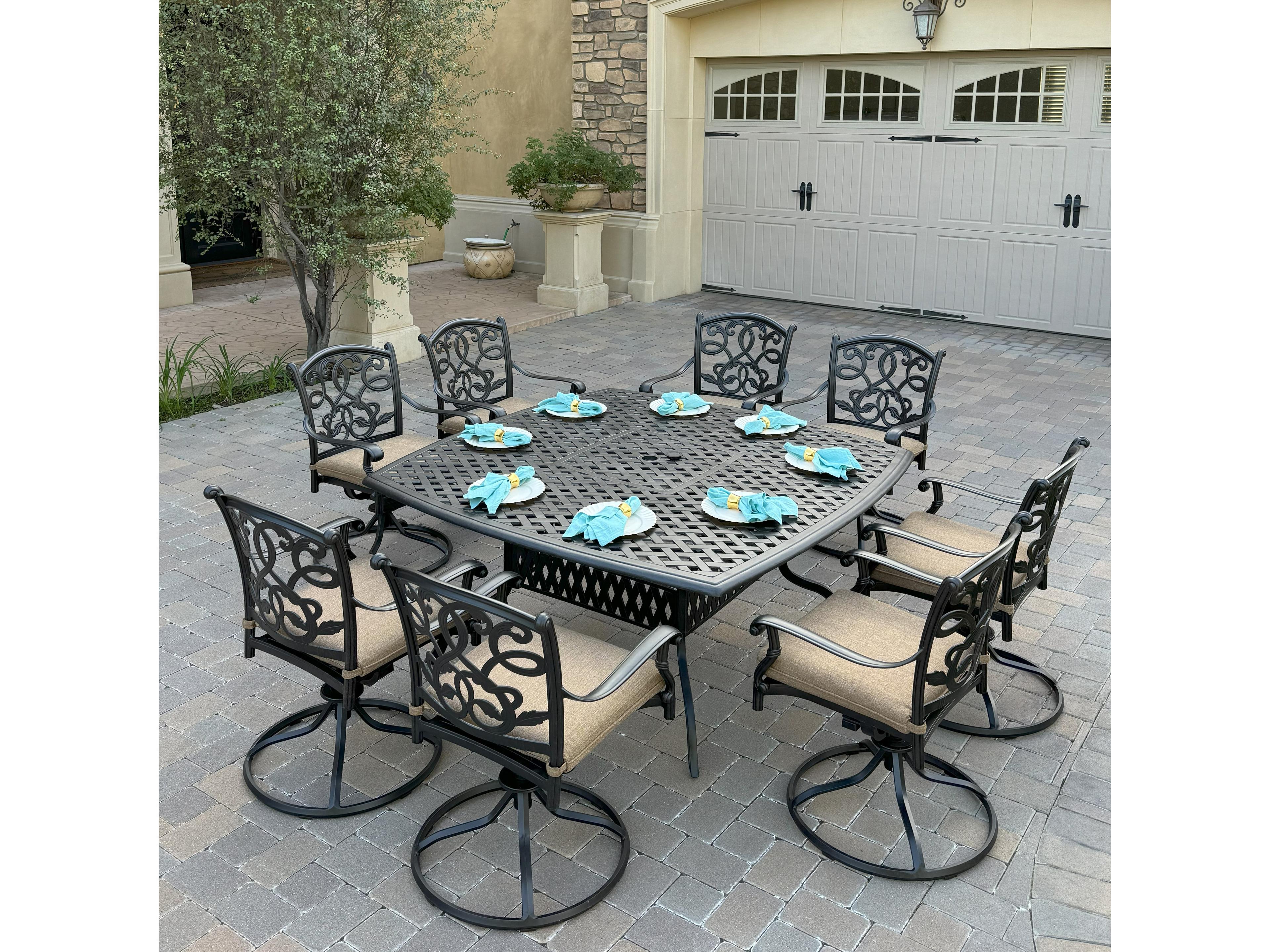 Santa Monica Cast Aluminum 9-Piece Dining Set