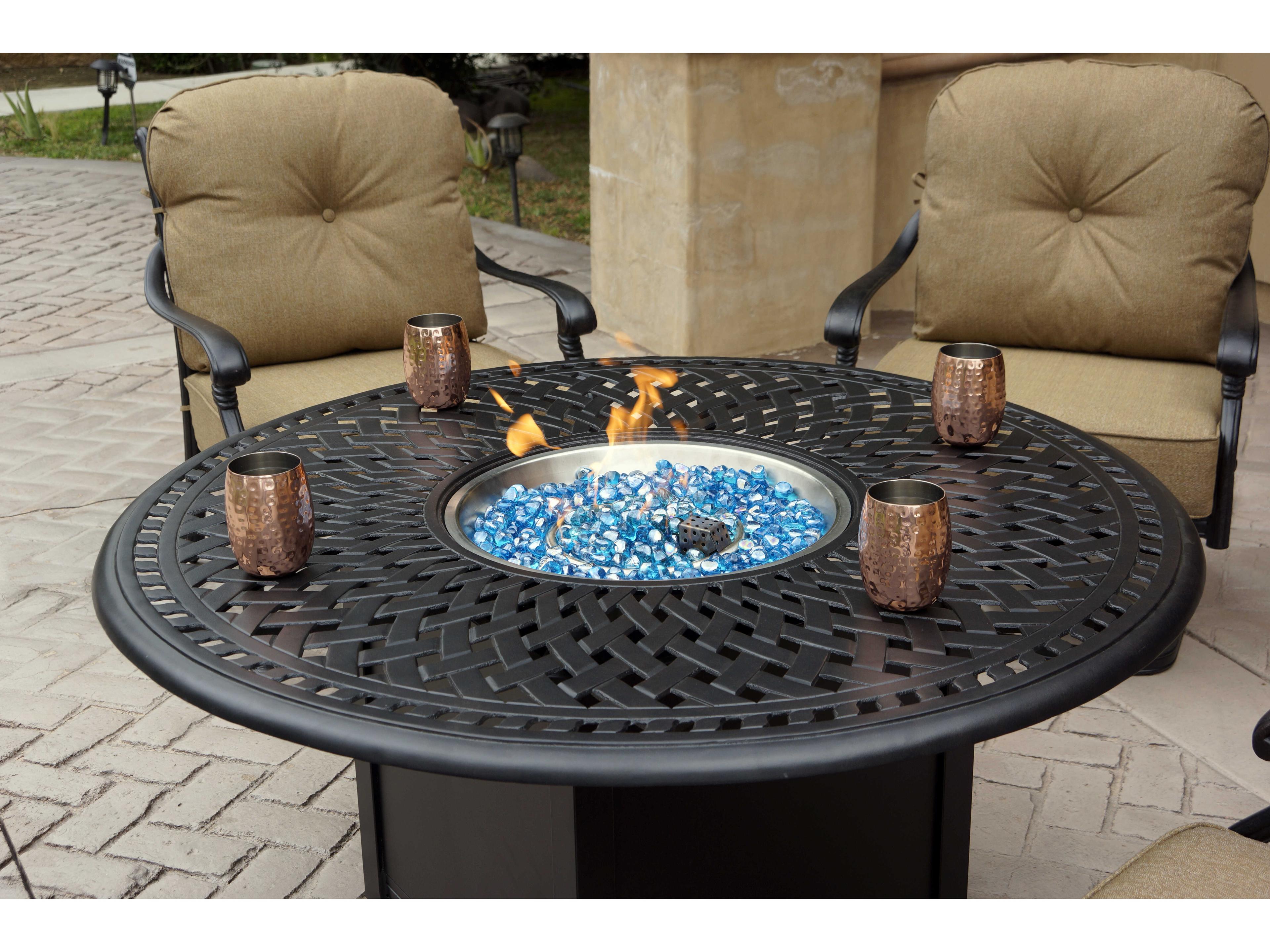 Darlee Outdoor Living Santa Monica Cast Aluminum Antique Bronze 5 Piece Fire Pit Lounge Set