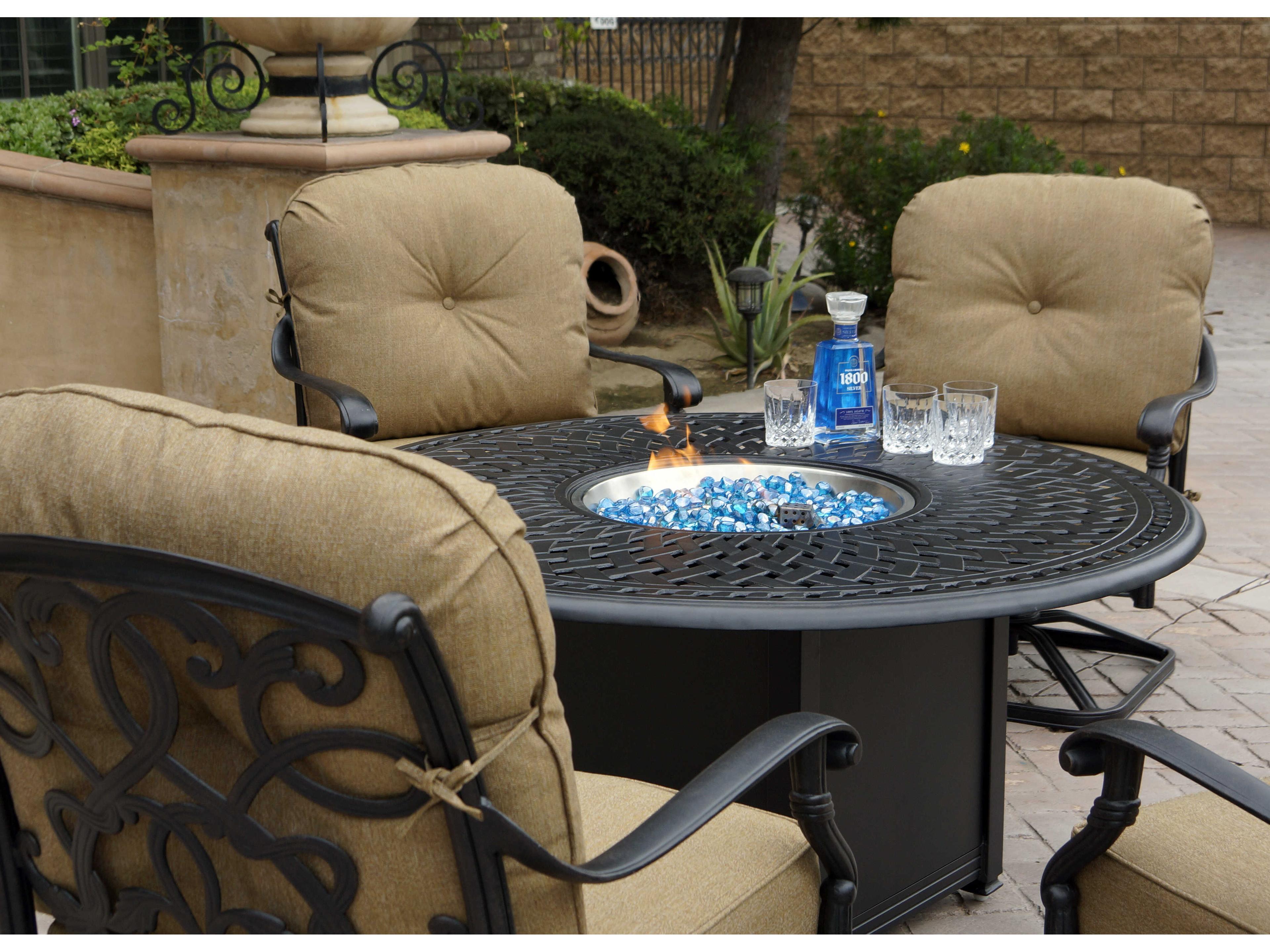 Darlee Outdoor Living Santa Monica Cast Aluminum Antique Bronze 5 Piece Fire Pit Lounge Set