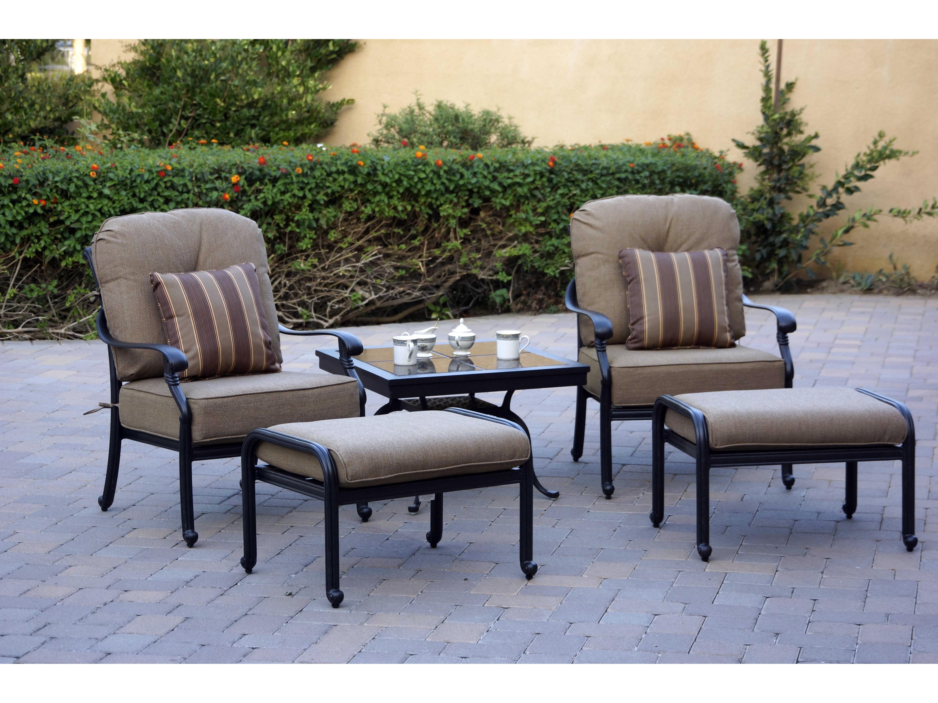 Darlee Outdoor Living Santa Monica Cast Aluminum Antique Bronze Ottoman Set of 2