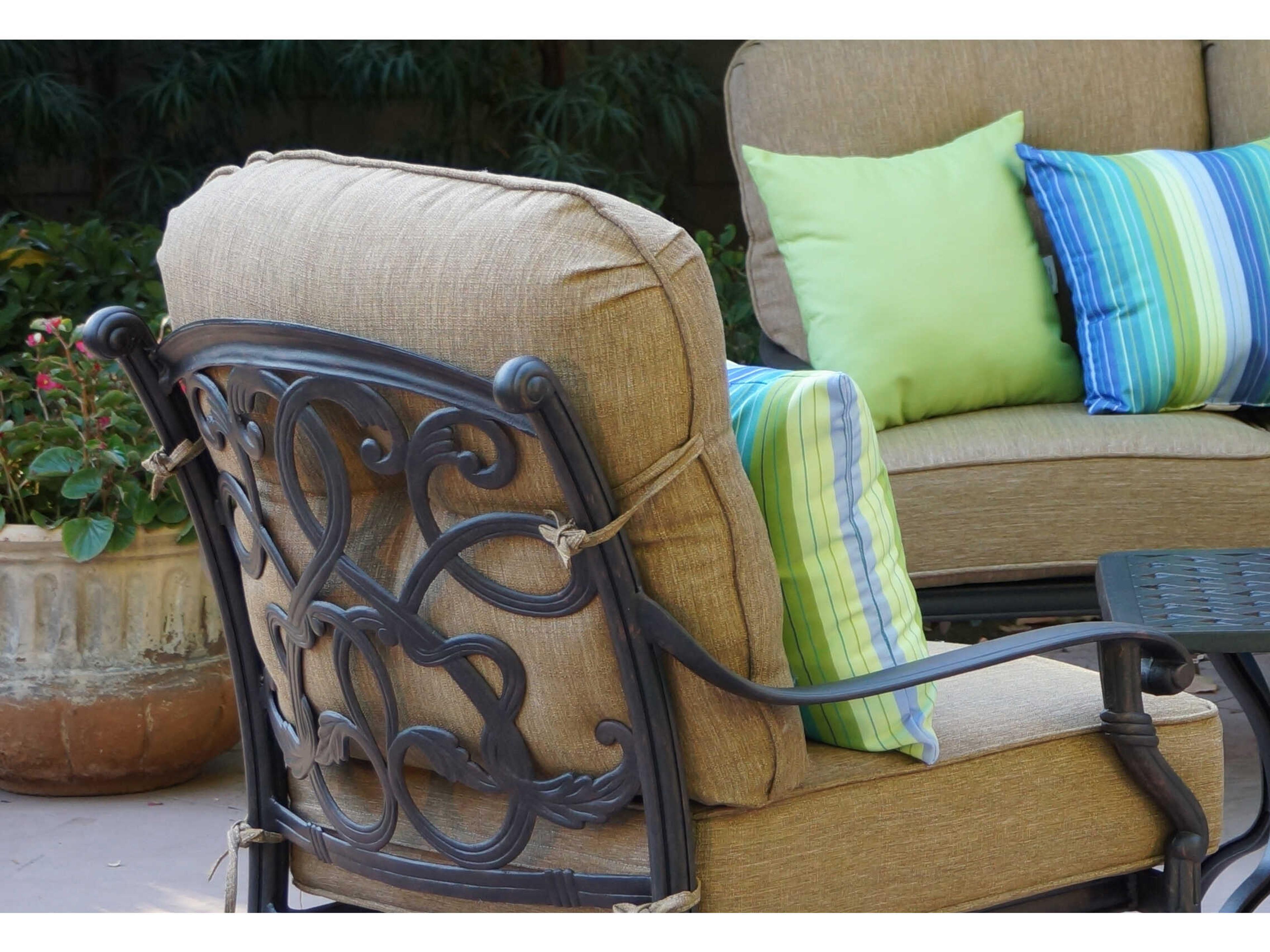 Darlee Outdoor Living Santa Monica Cast Aluminum Antique Bronze 5 Piece Fire Pit Lounge Set