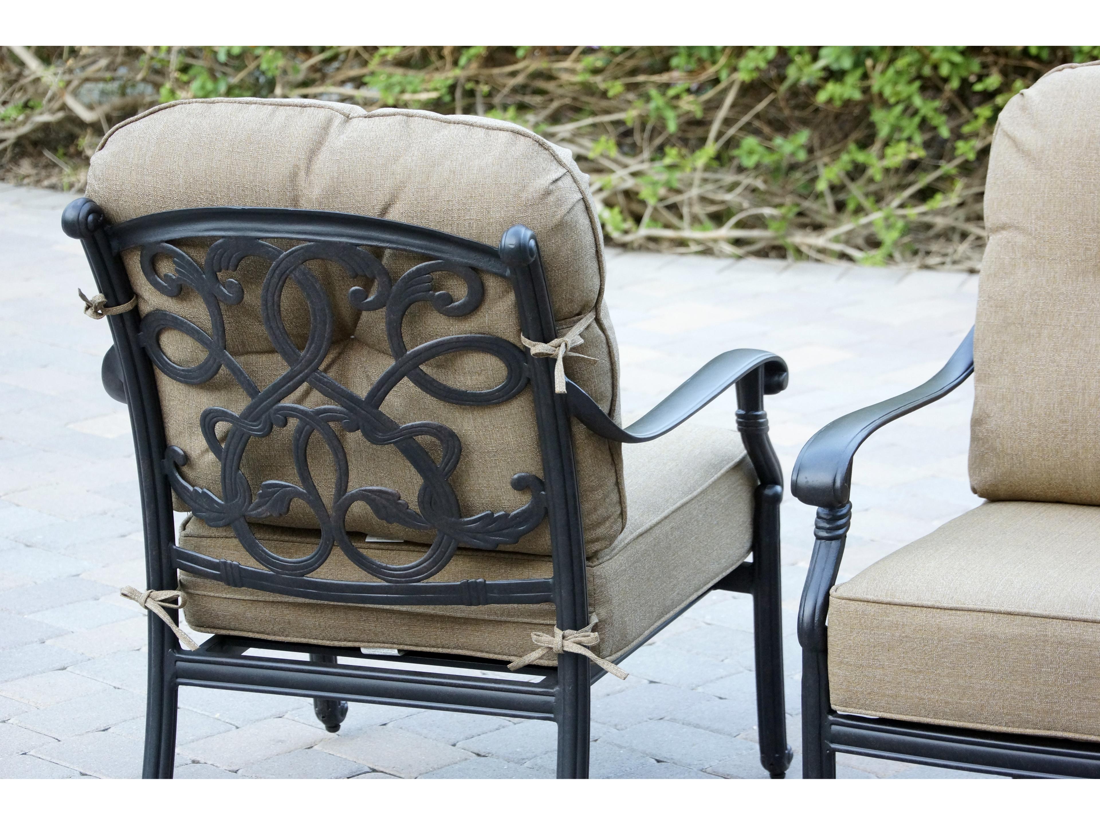 Darlee Outdoor Living Santa Monica Antique Bronze Cast Aluminum Cushion Lounge Set
