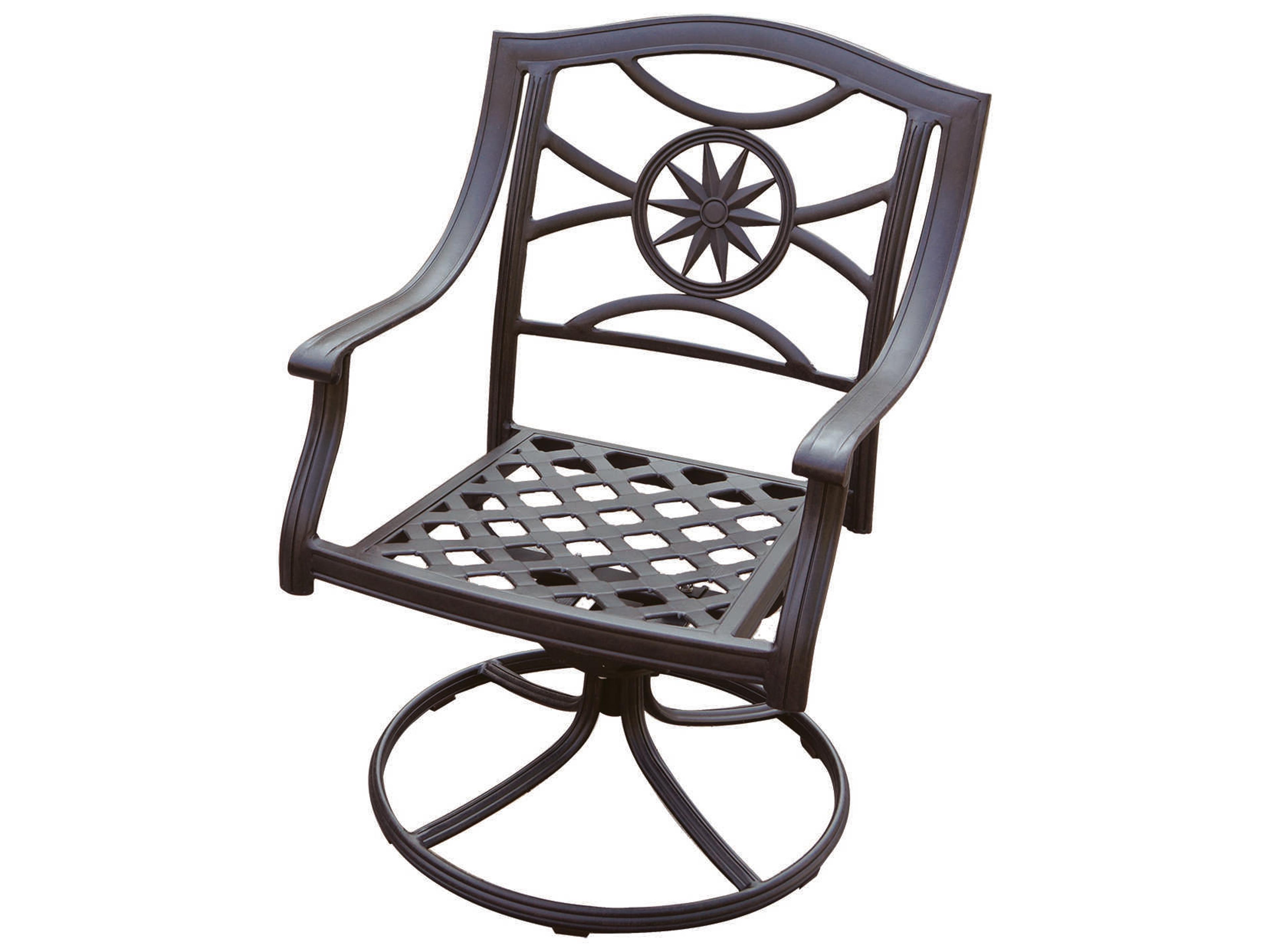 Ten Star Cast Aluminum Antique Bronze Swivel Rocker Dining Arm Chair Set of 4