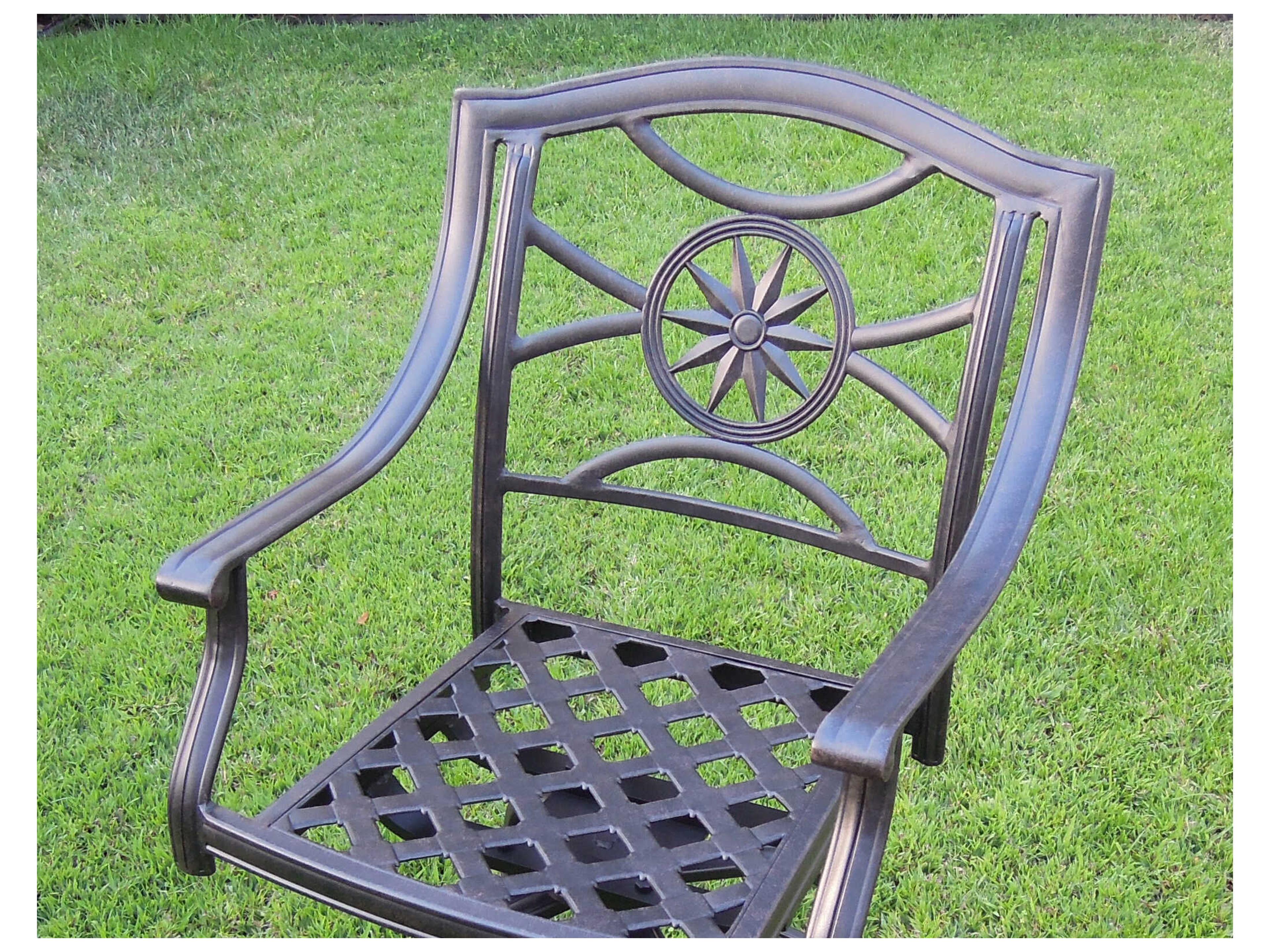 Darlee Outdoor Living Ten Star Cast Aluminum Antique Bronze Swivel Rocker Dining Arm Chair Set of 4