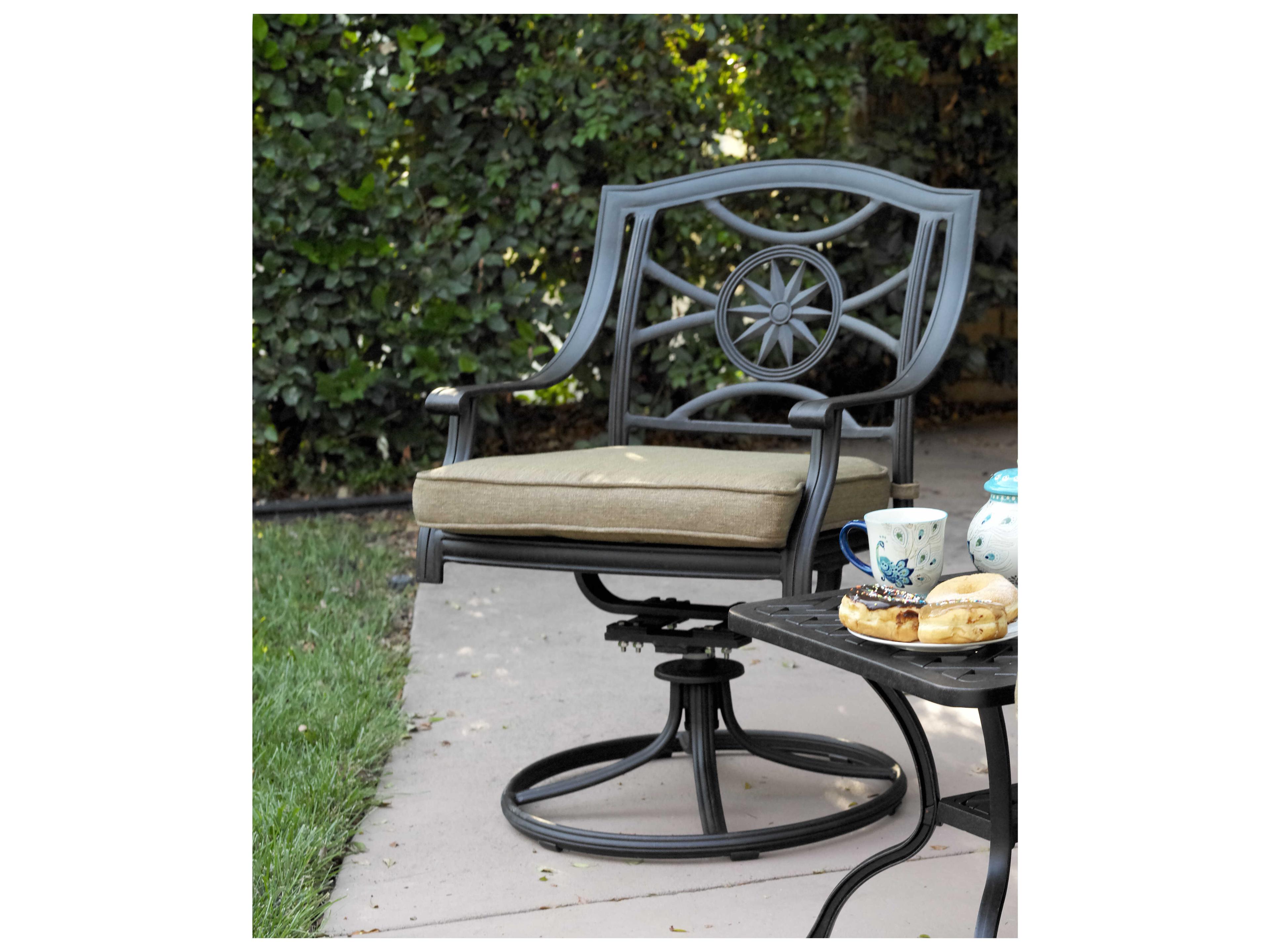 Darlee Outdoor Living Ten Star Cast Aluminum Antique Bronze Swivel Rocker Dining Arm Chair Set of 4