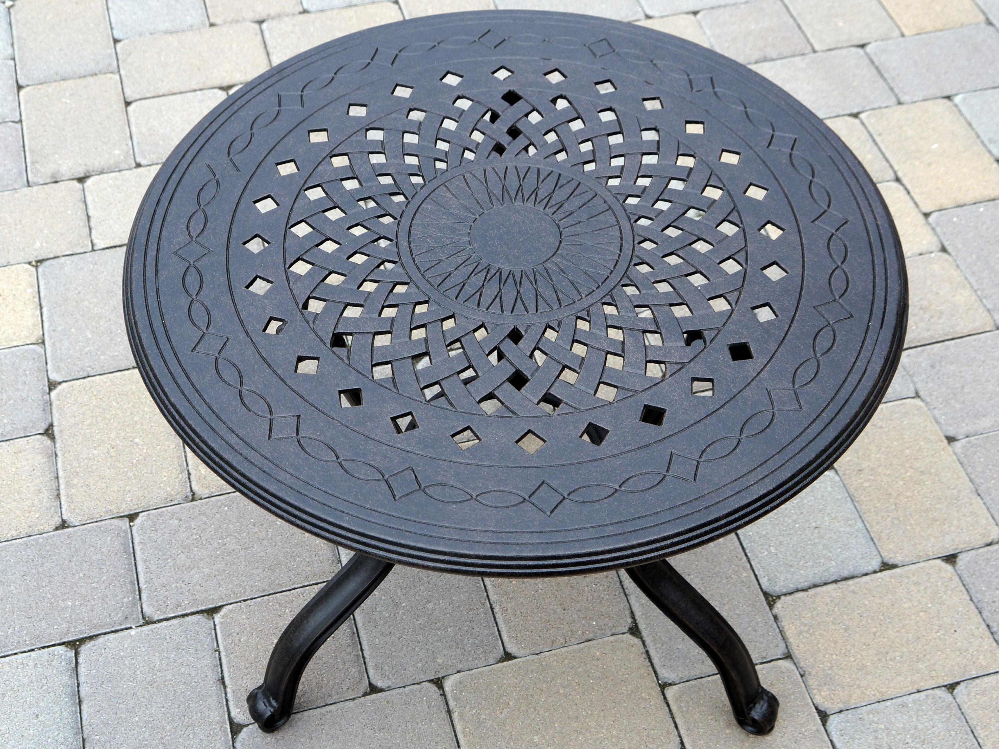 Darlee Outdoor Living Ten Star Antique Bronze Cast Aluminum 3 Piece Lounge Set in Sesame Cushions with 24'' Round End Table