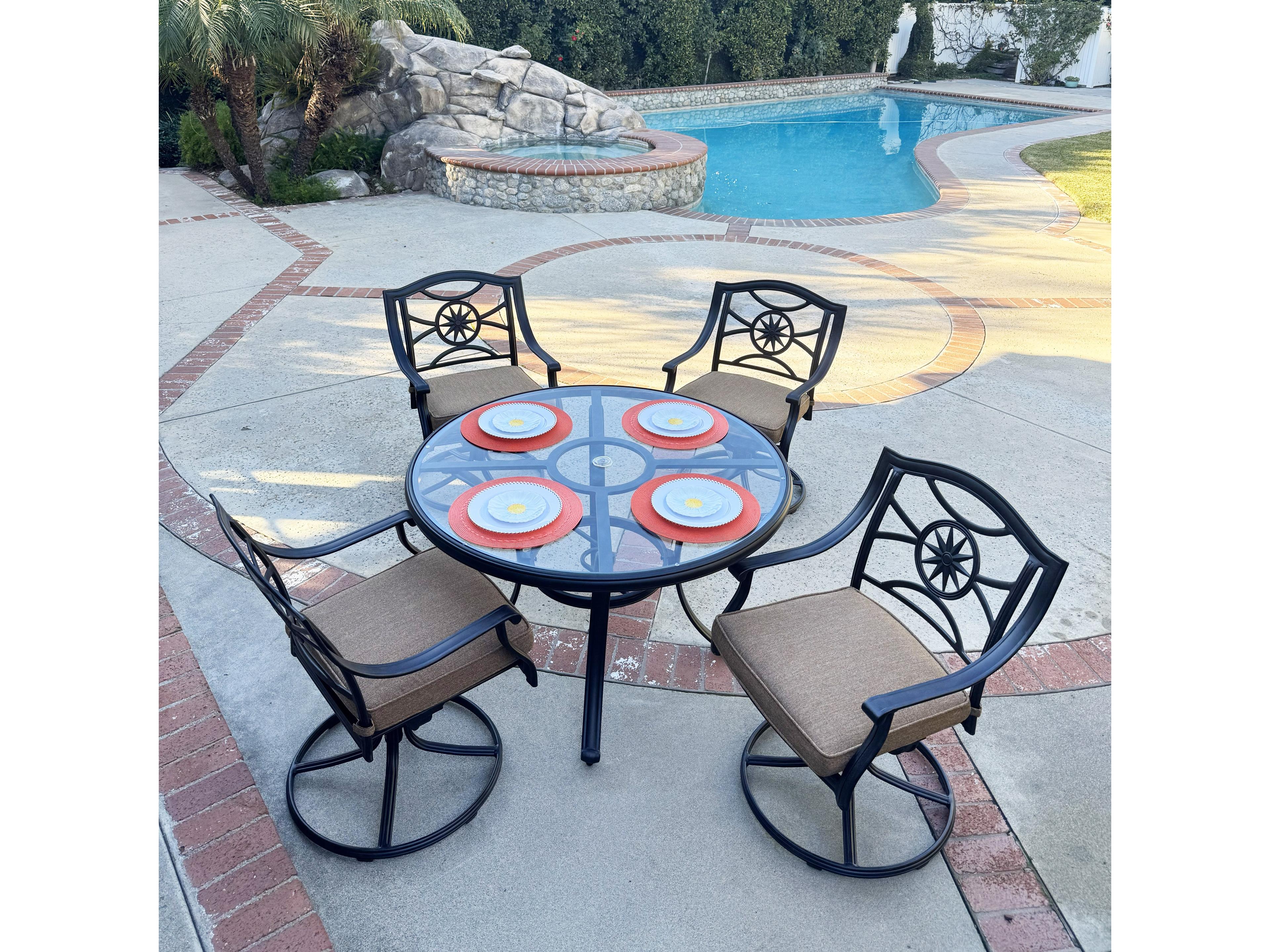 Ten Star Antique Bronze Cast Aluminum Dining Set