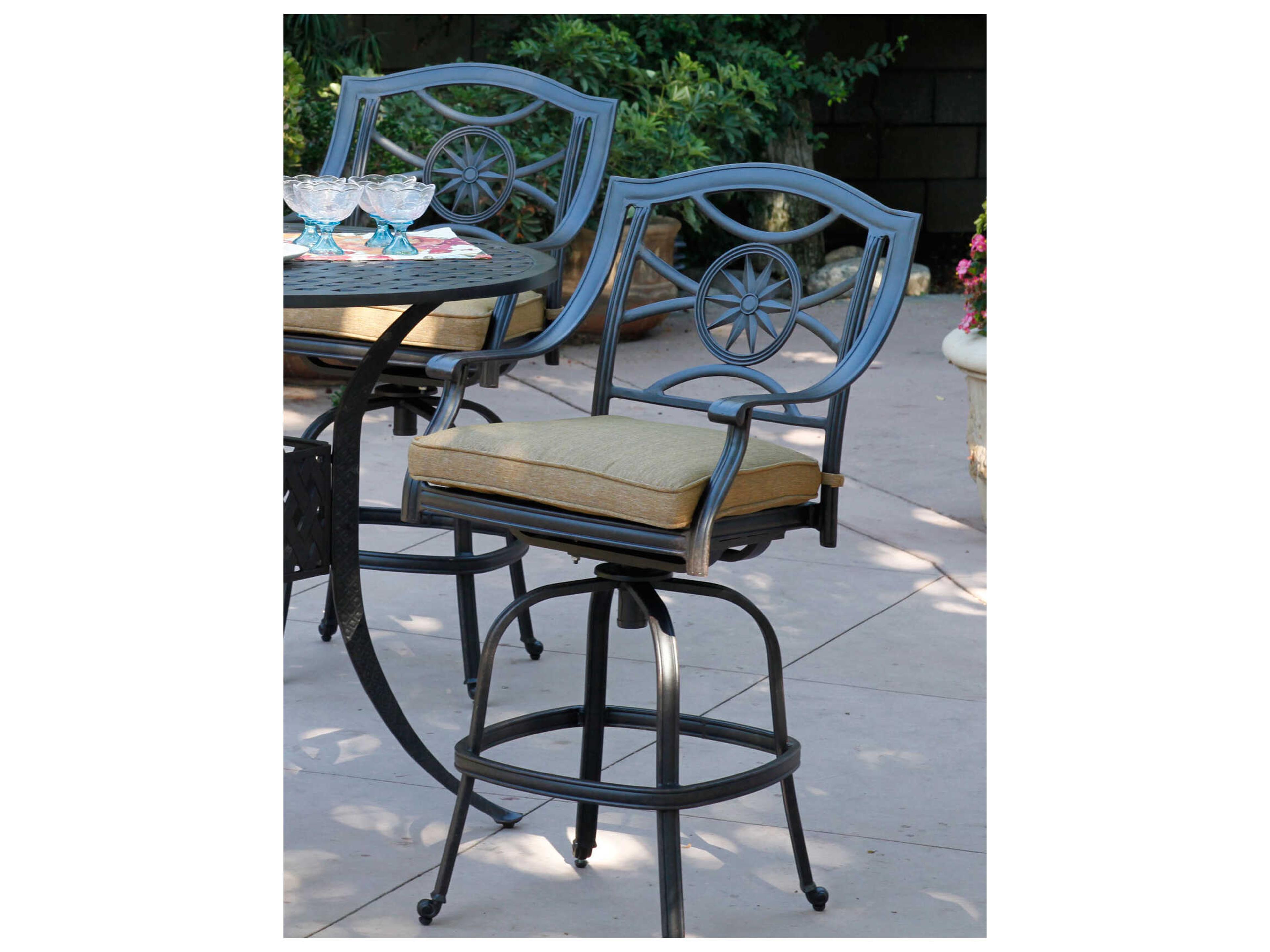 Darlee Outdoor Living Ten Star Cast Aluminum Antique Bronze Swivel Bar Stool Set of 6