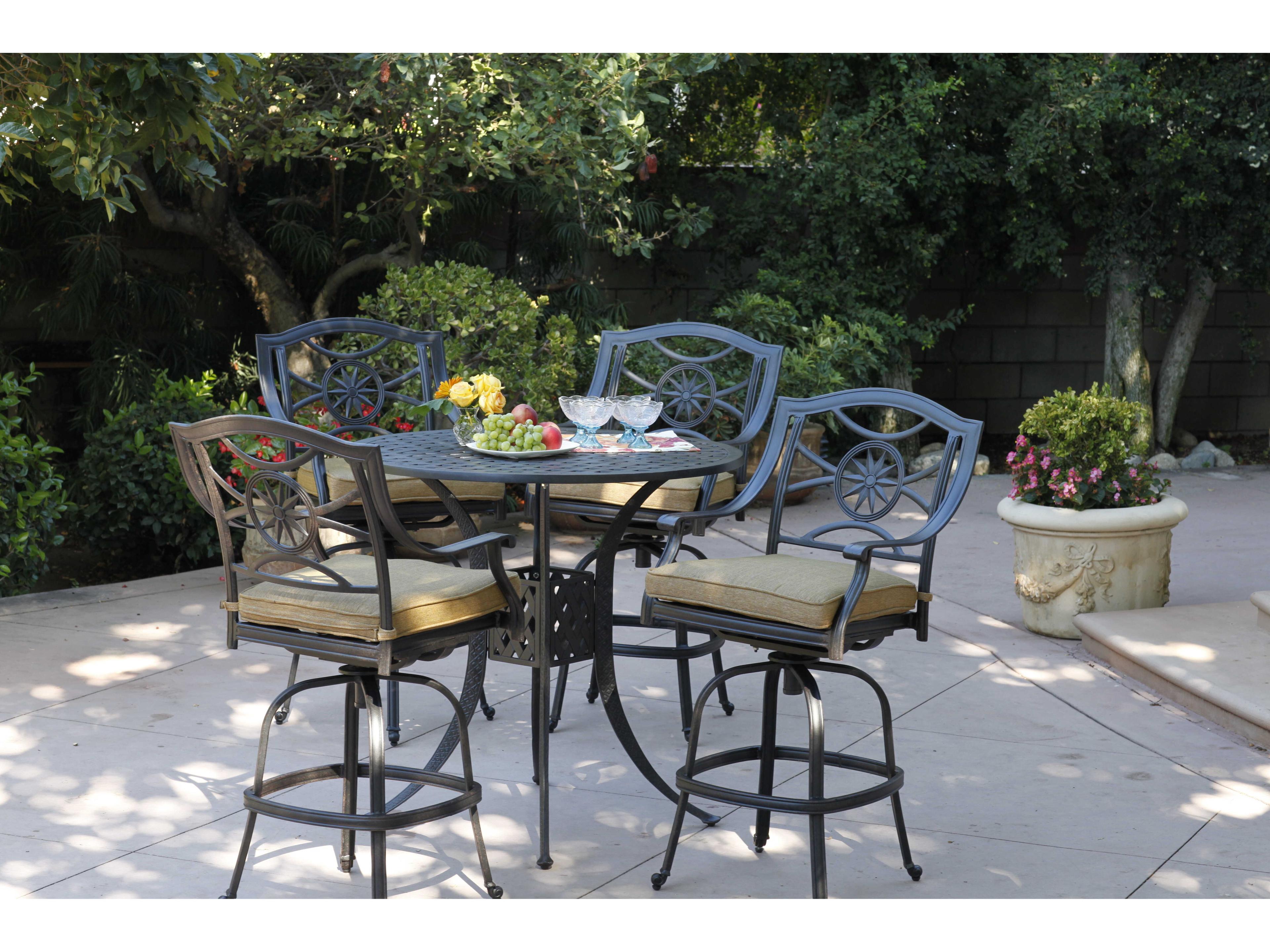 Darlee Outdoor Living Ten Star Cast Aluminum Antique Bronze Swivel Bar Stool Set of 6