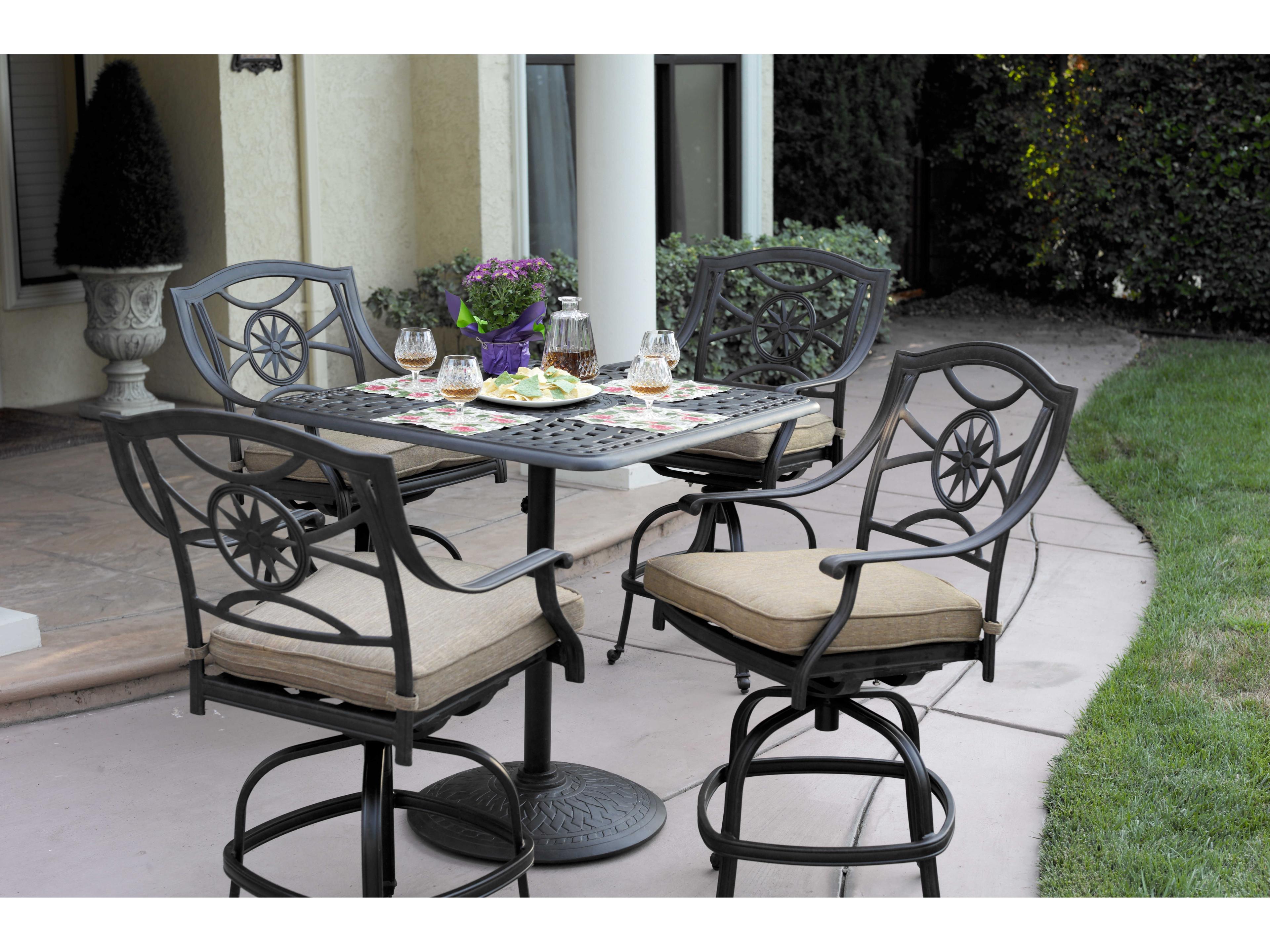 Darlee Outdoor Living Ten Star Cast Aluminum Antique Bronze Swivel Counter Height Stool Set of 6