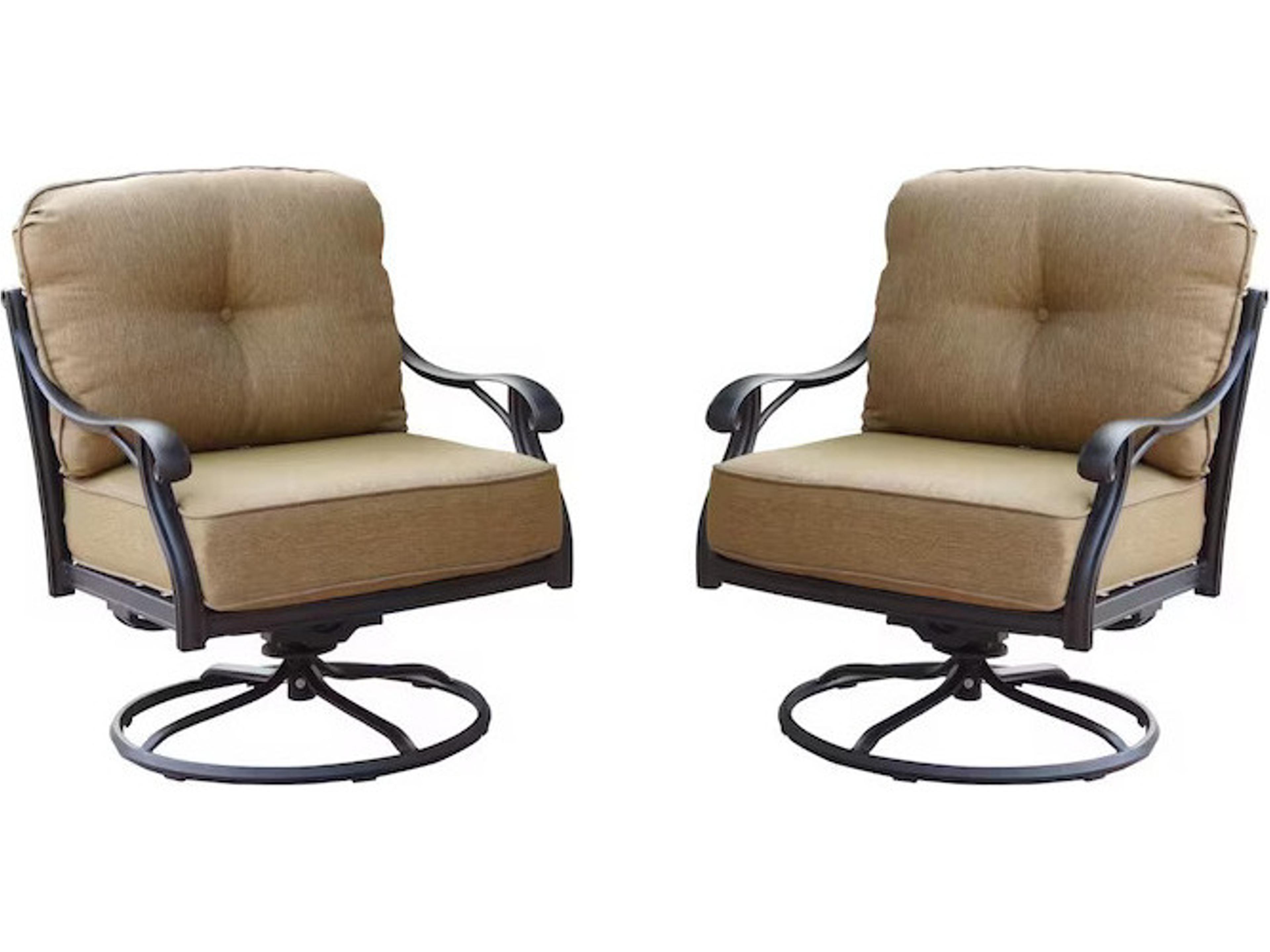 Nassau Cast Aluminum Swivel Rocker Club Chair with Cushions Set of 2