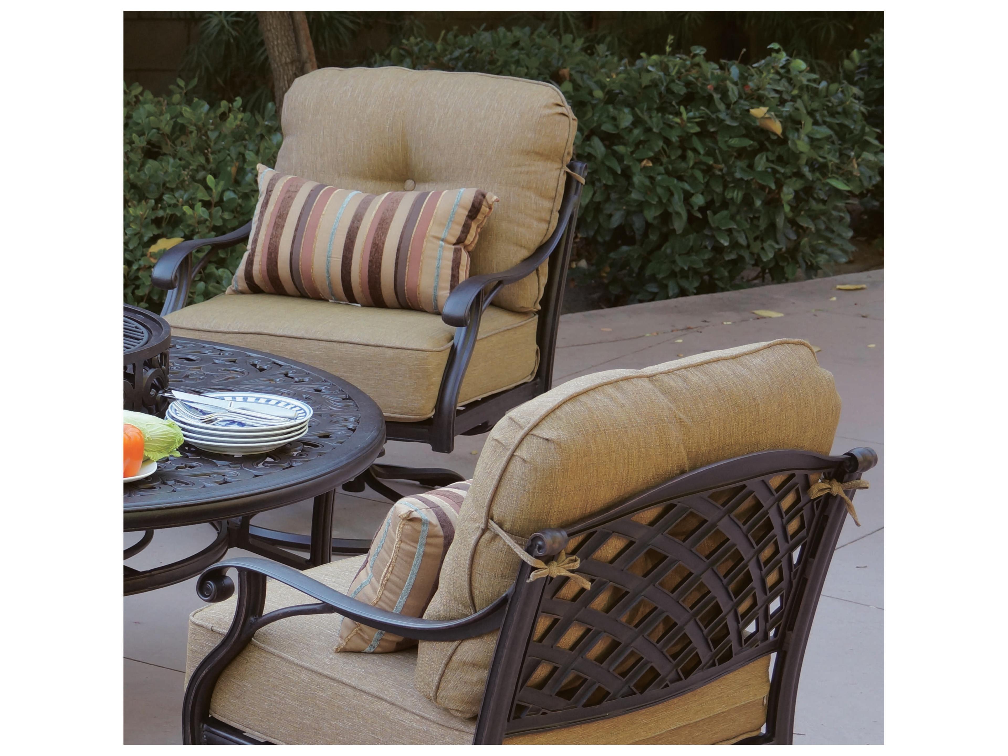 Darlee Outdoor Living Standard Nassau Cast Aluminum Antique Bronze Swivel Rocker Lounge Chair Set of 4