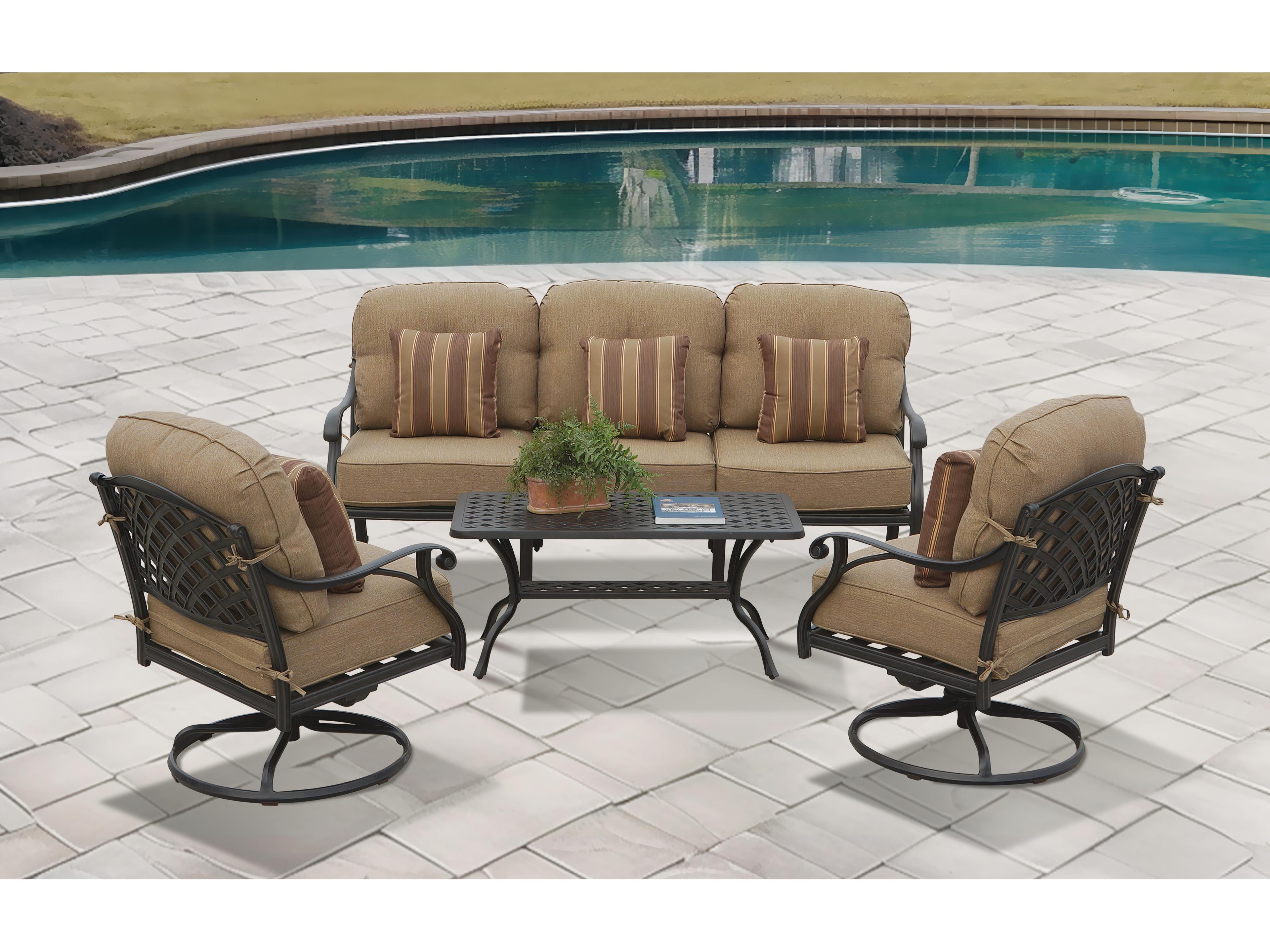 Nassau Cast Aluminum Antique Bronze 4 Piece Lounge Set