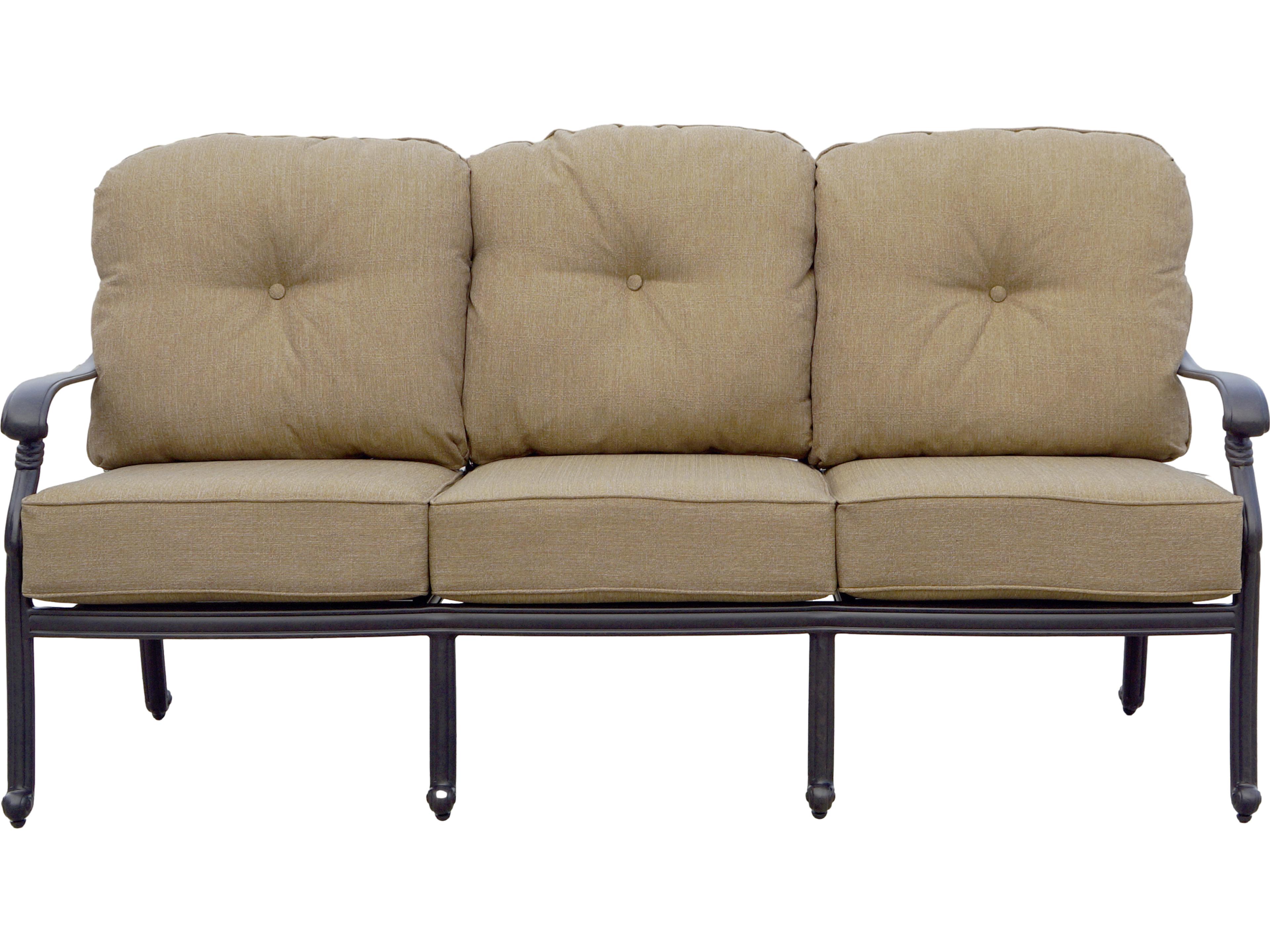 Darlee Outdoor Living Santa Monica Cast Aluminum Antique Bronze Series 30 4 Piece Lounge Set in Sesame Cushions with 42''W x 21''D Rectangular Coffee Table