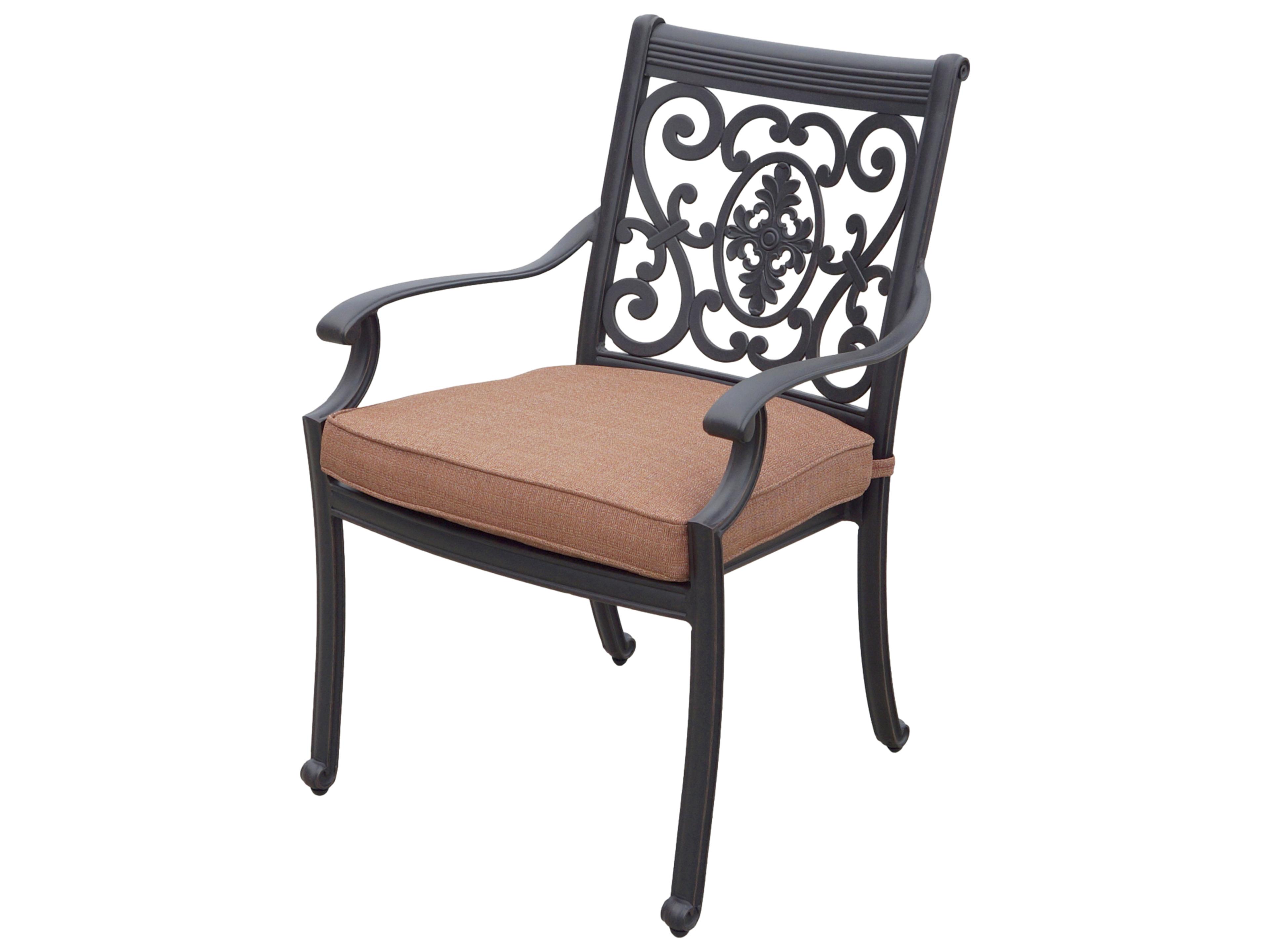 Darlee Outdoor Living St. Cruz Antique Bronze Cast Aluminum 9 Piece Dining Set in Spicy Chill with 64'' Wide Square Dining Table