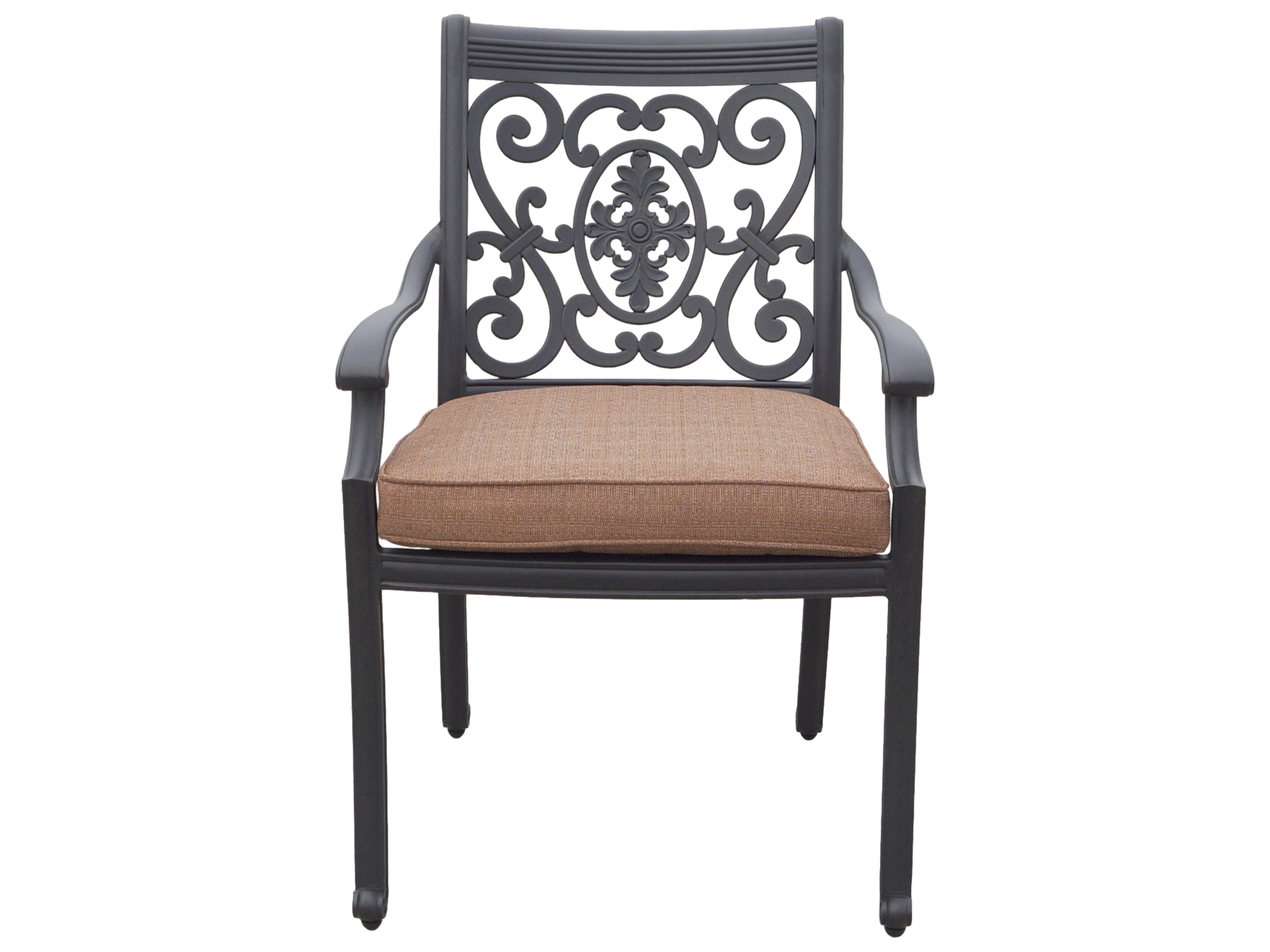 Darlee Outdoor Living St. Cruz Antique Bronze Cast Aluminum 9 Piece Dining Set in Spicy Chill with 64'' Wide Square Dining Table