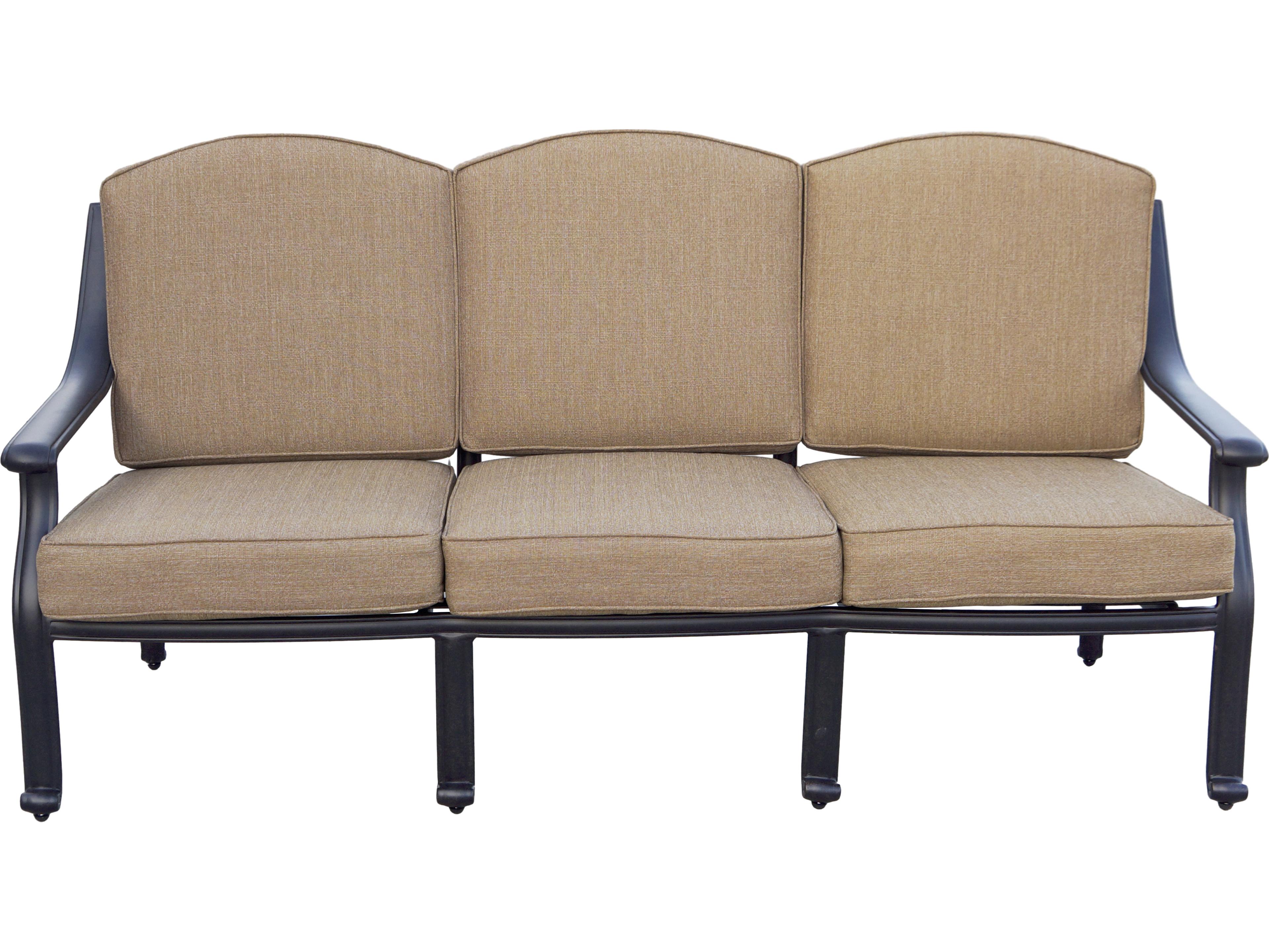 Darlee Outdoor Living Ten Star Antique Bronze Cast Aluminum 6 Piece Lounge Set in Sesame Cushions with 46''W x 31''D Rectangular Oval Coffee Table