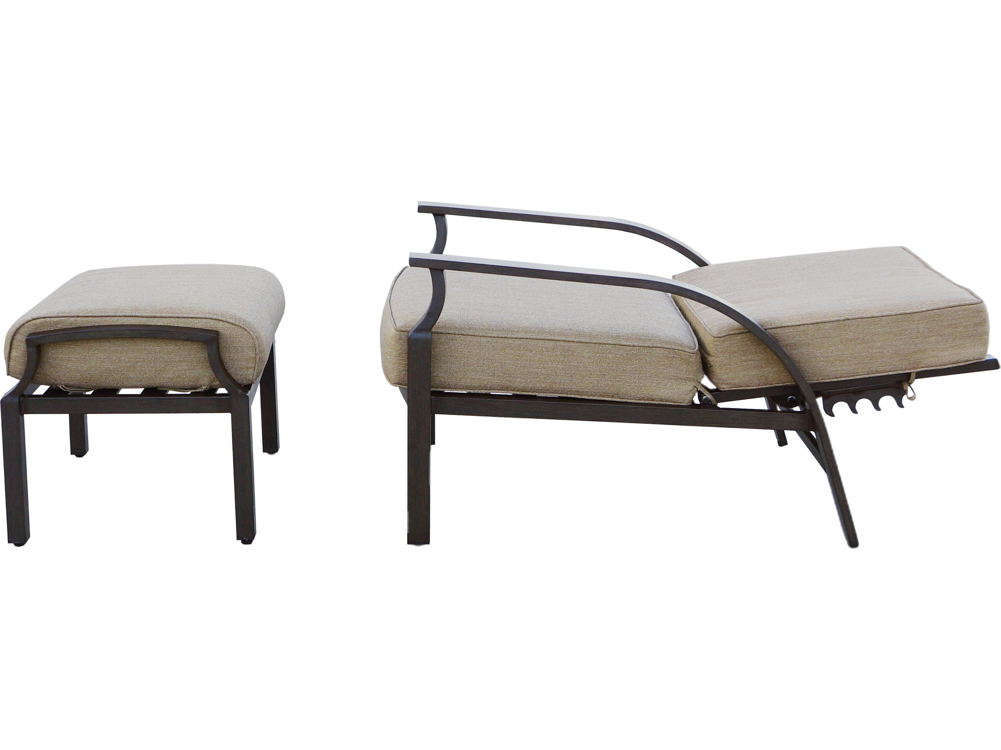 Darlee Outdoor Living Brooklyn Aluminum Multibrown 5 Piece Lounge Set in Sesame Cushions with 21'' Wide Square End Table