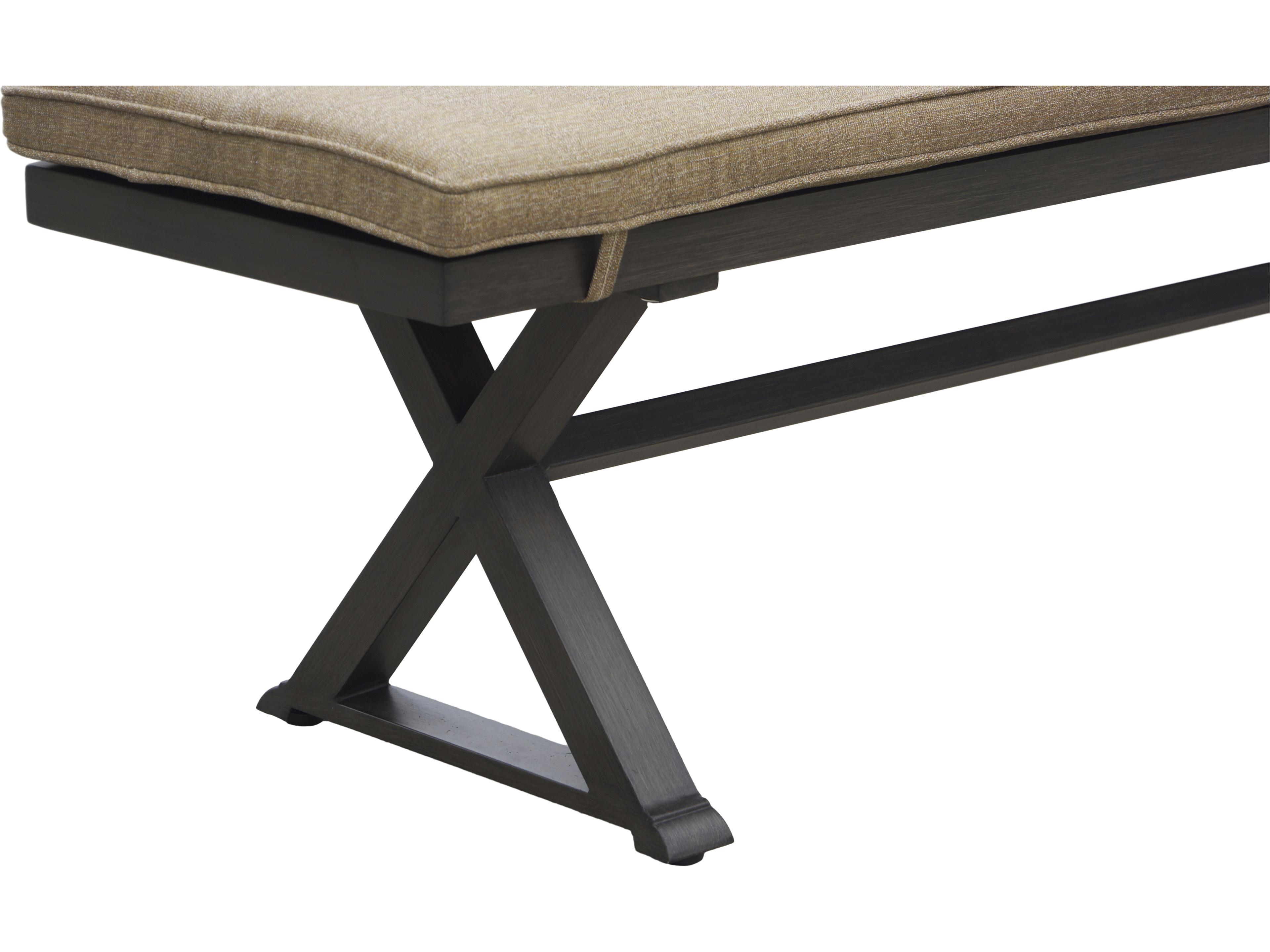 Darlee Outdoor Living Brooklyn Aluminum Multibrown 3 Piece Dining Set in Sesame Cushions with 67''W x 39''D Rectangular Dining Table