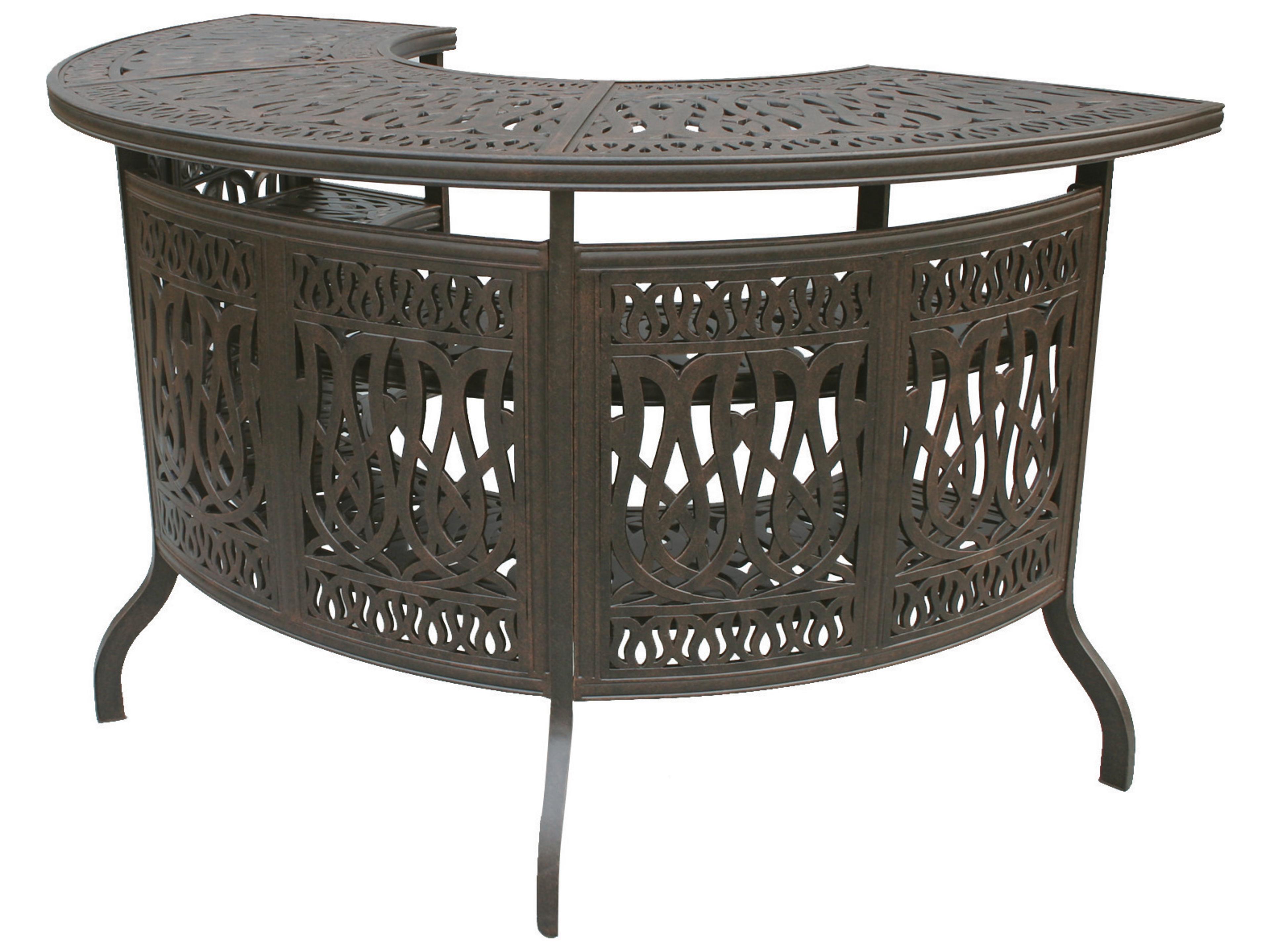 Darlee Outdoor Living St. Cruz Cast Aluminum Antique Bronze 5 Piece Bar Set with Sesame Cushions with 75'' Party Bar