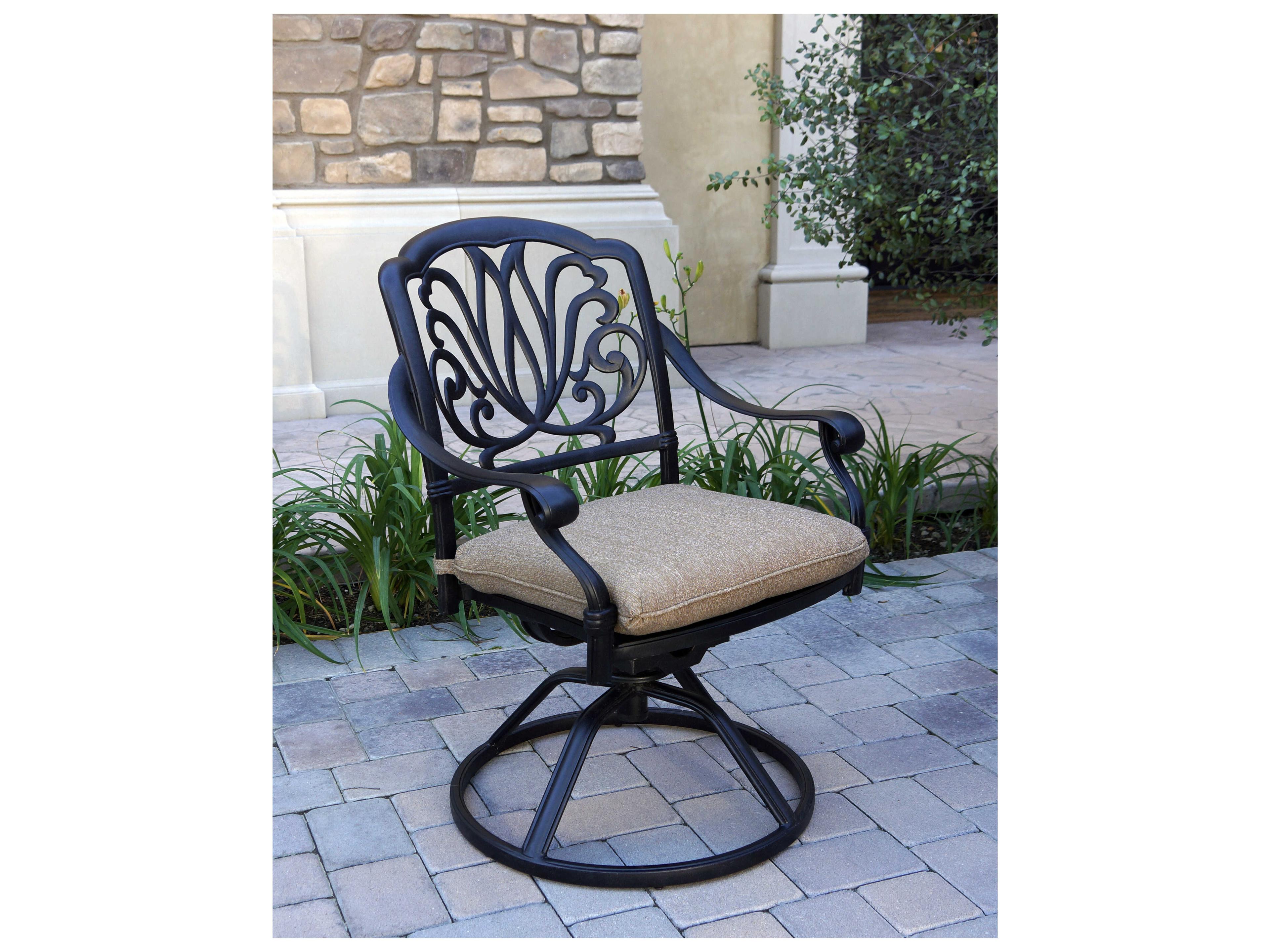 Elisabeth Cast Aluminum Antique Bronze Swivel Rocker Dining Arm Chair Set of 4