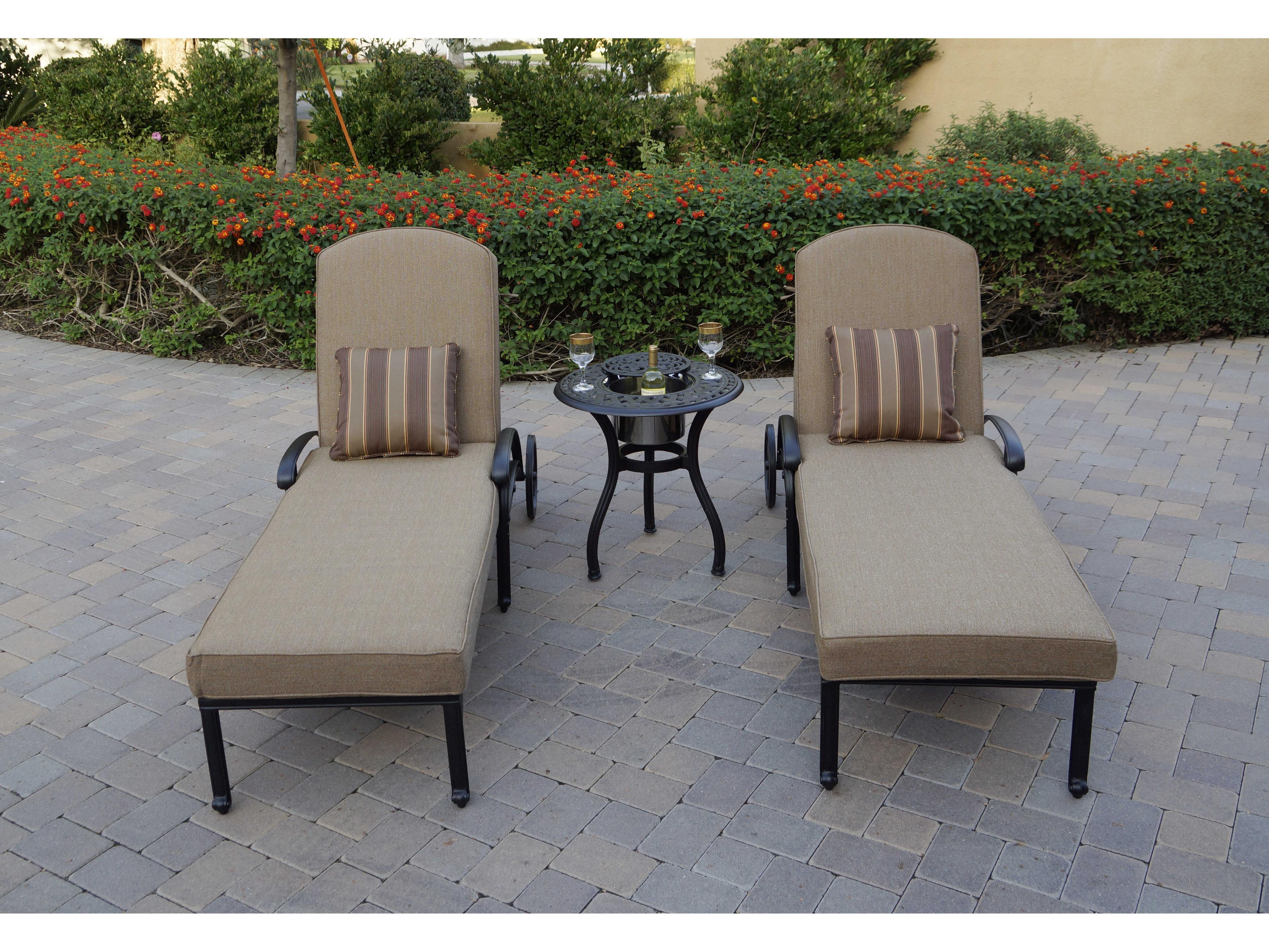 Elisabeth Cast Aluminum Antique Bronze 3 Piece Lounge Set with Ice Bucket Insert