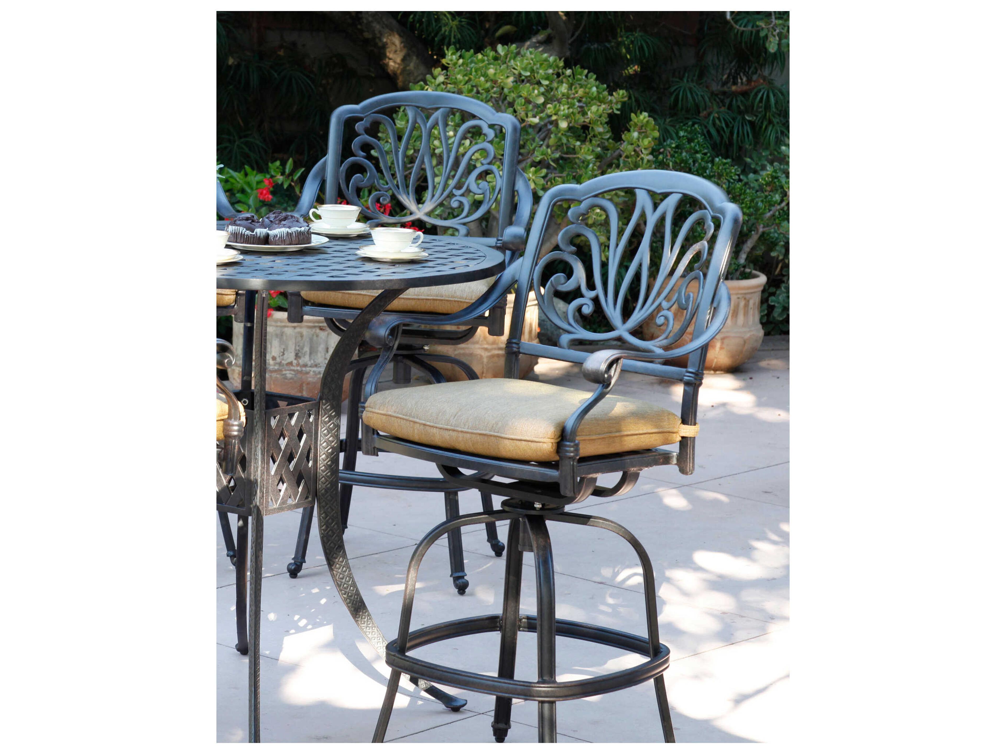 Darlee Outdoor Living Elisabeth Cast Aluminum Antique Bronze Swivel Bar Stool Set of 4