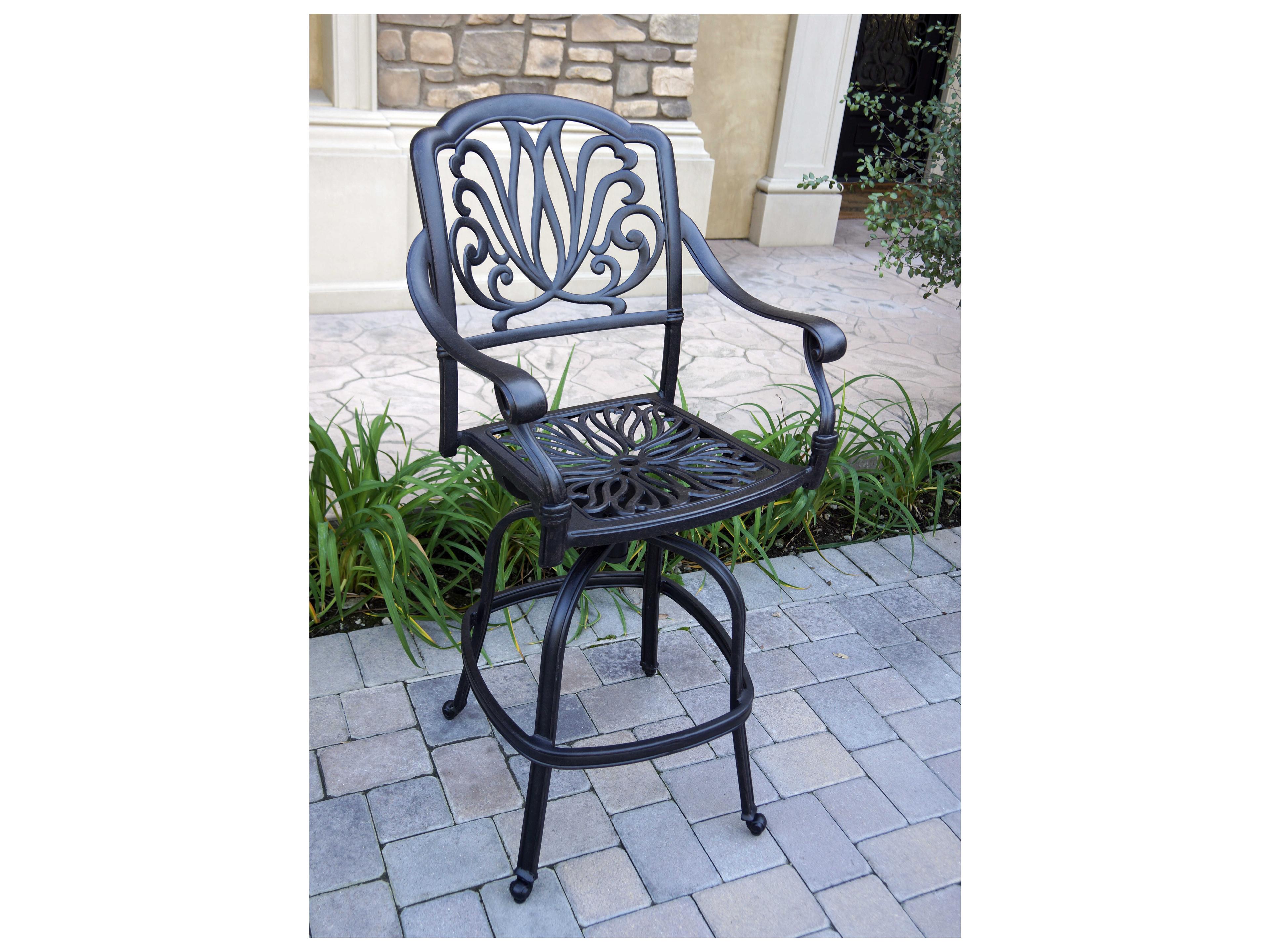 Darlee Outdoor Living Elisabeth Cast Aluminum Antique Bronze Swivel Bar Stool Set of 6