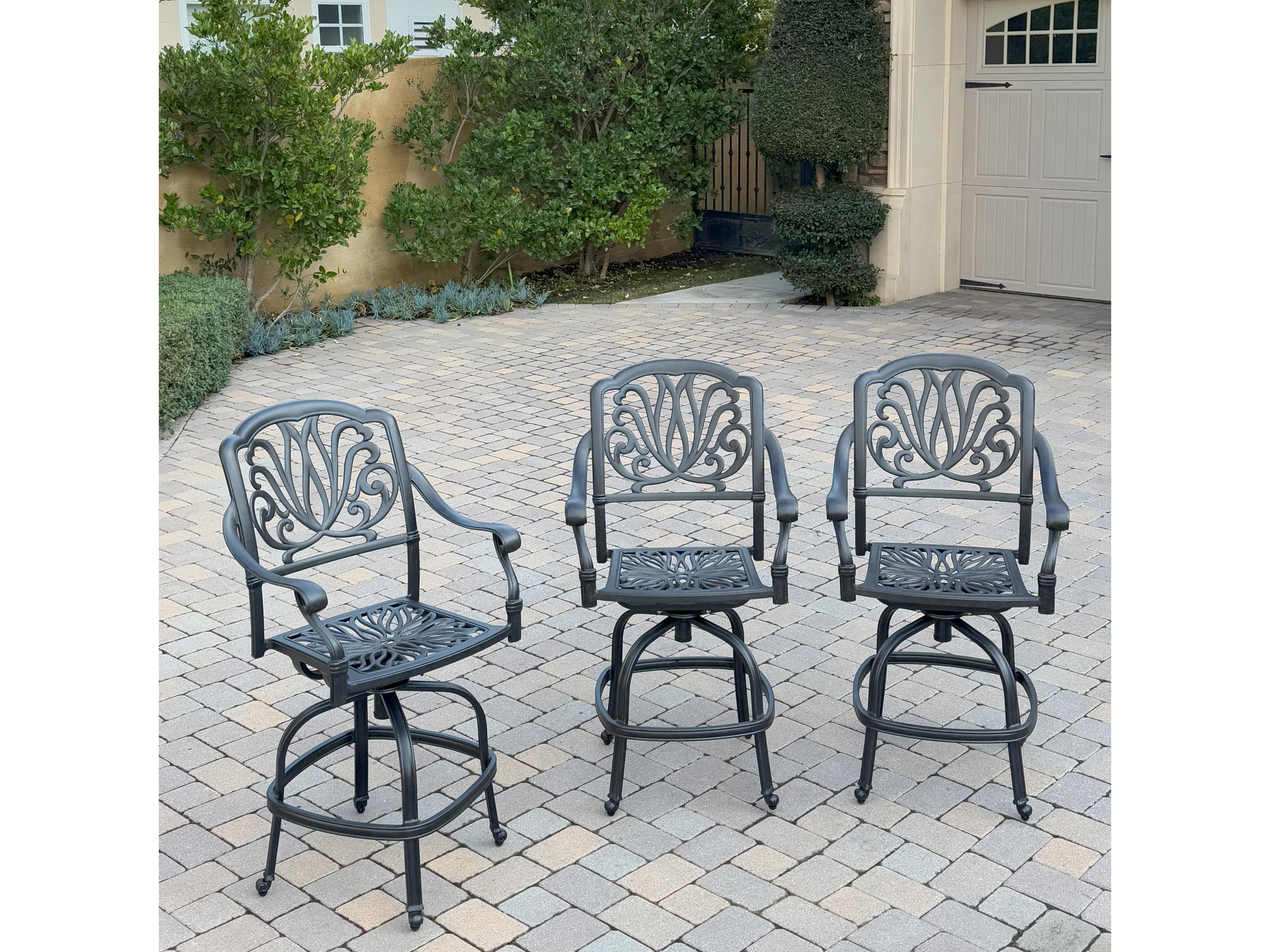 Darlee Outdoor Living Elisabeth Cast Aluminum Counter Height Swivel Bar Stool ( set of 3 )
