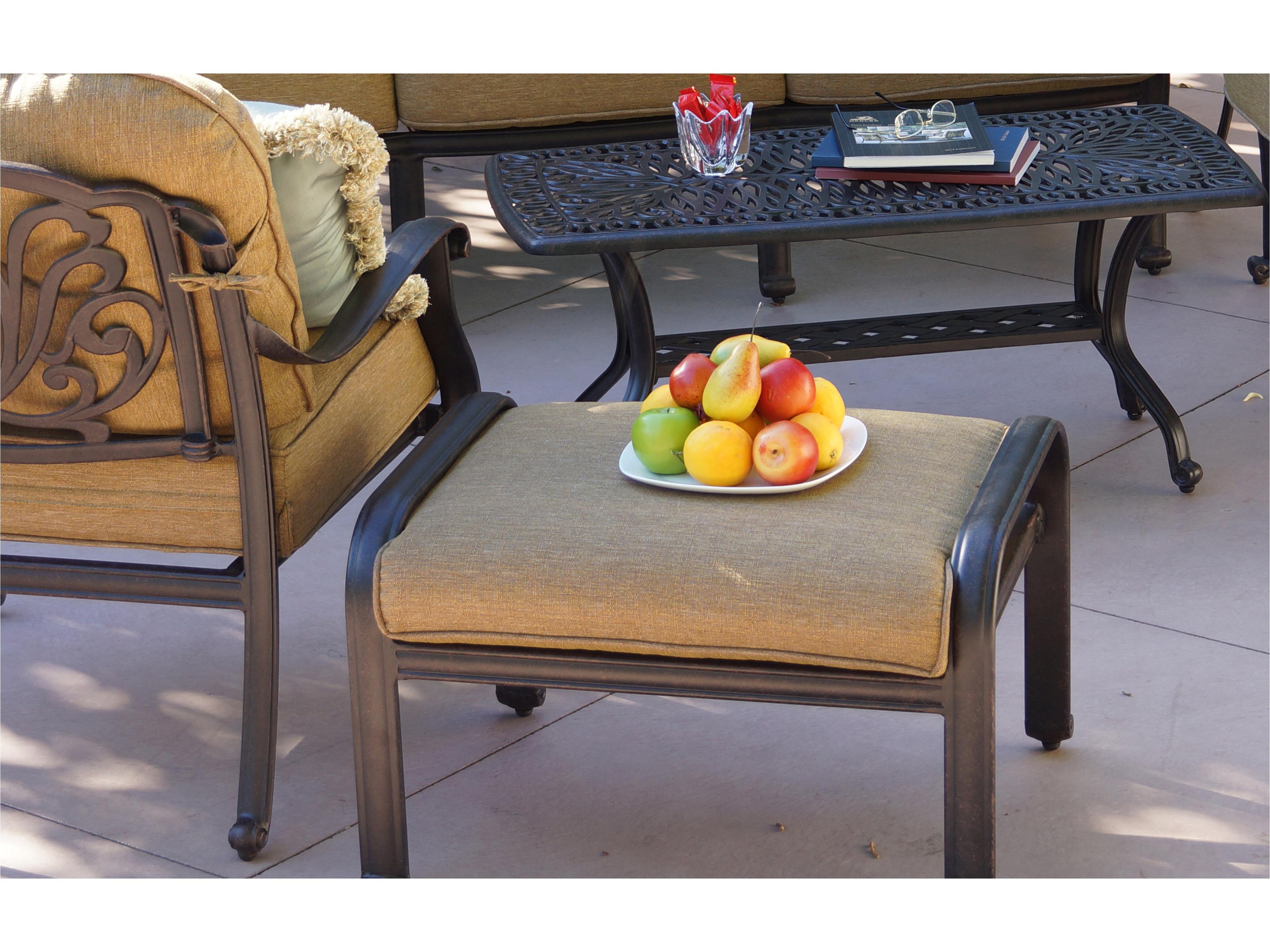 Darlee Outdoor Living Elisabeth Cast Aluminum Ottoman with Cushion Set of 2