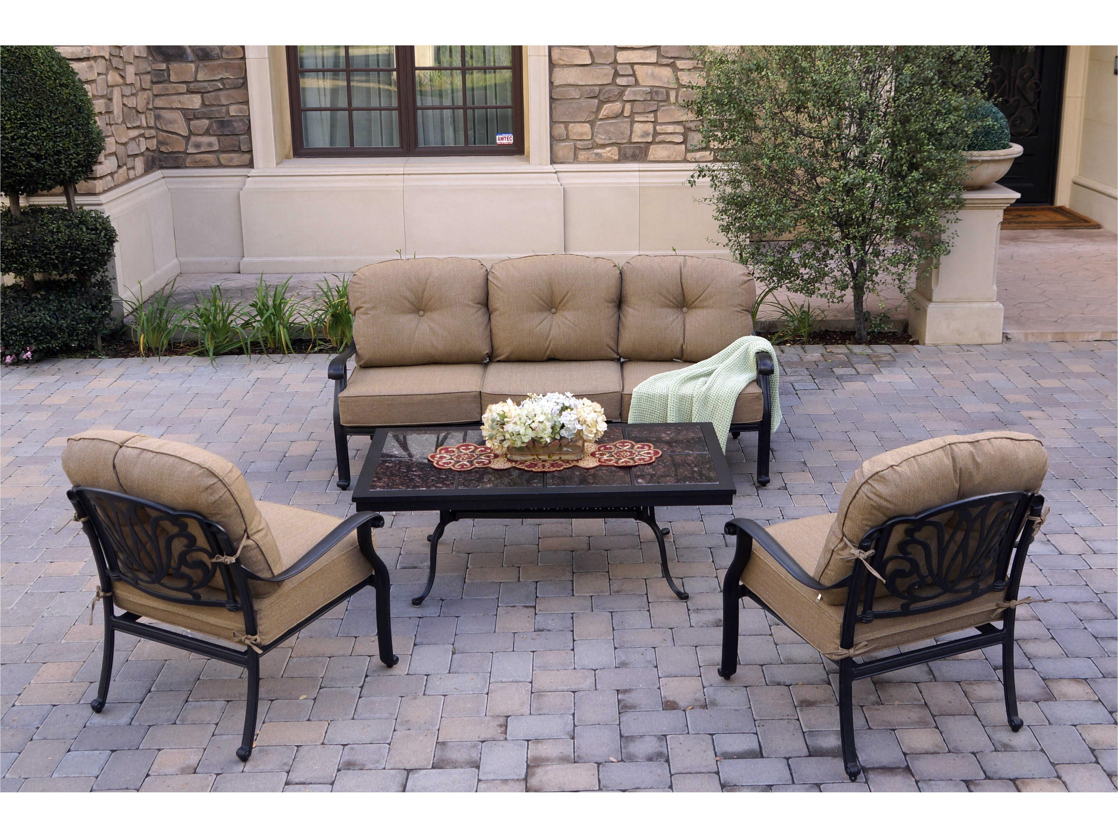 Darlee Outdoor Living Elisabeth Cast Aluminum Antique Bronze 4 Piece Lounge Set