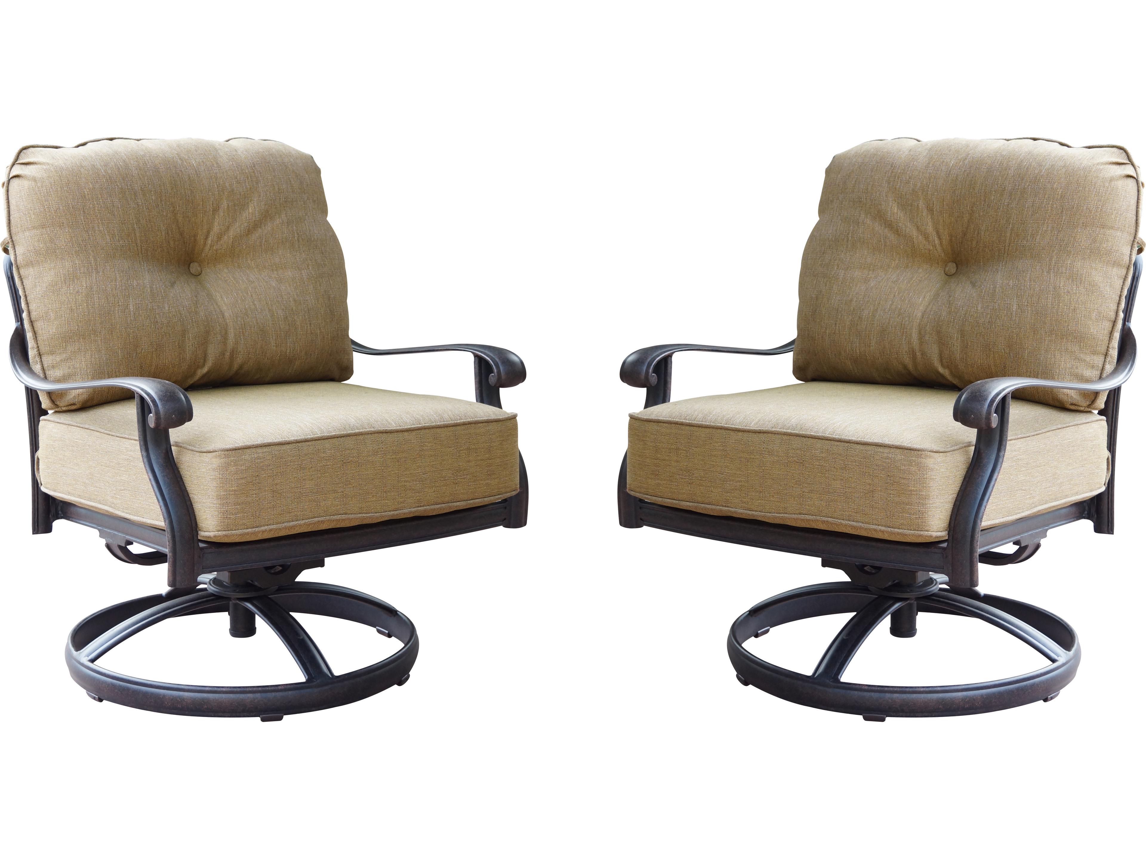 Elisabeth Cast Aluminum Swivel Rocker Club Chair with Cushions Set of 2