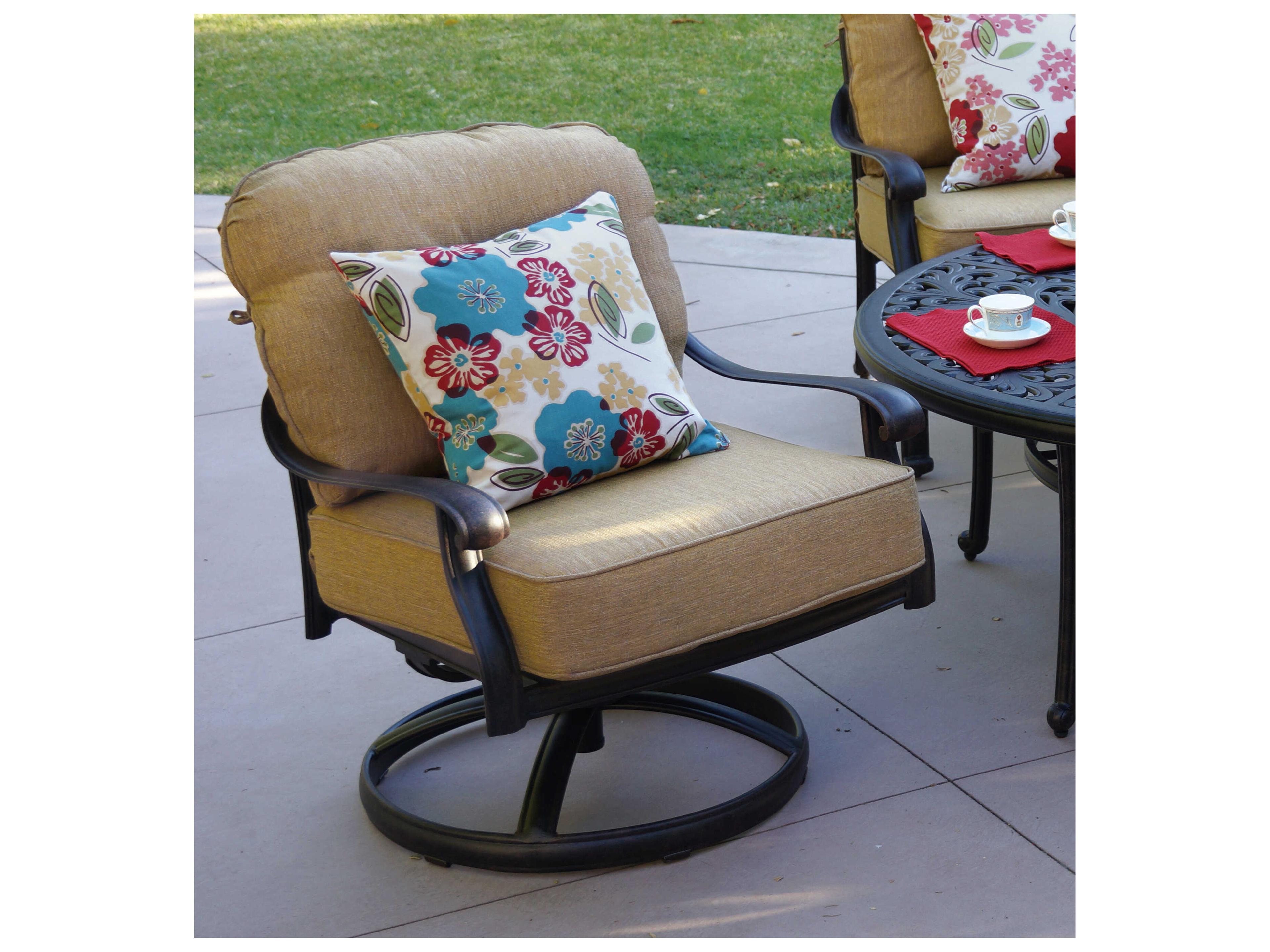 Darlee Outdoor Living Elisabeth Cast Aluminum Antique Bronze Swivel Lounge Chair Set of 4