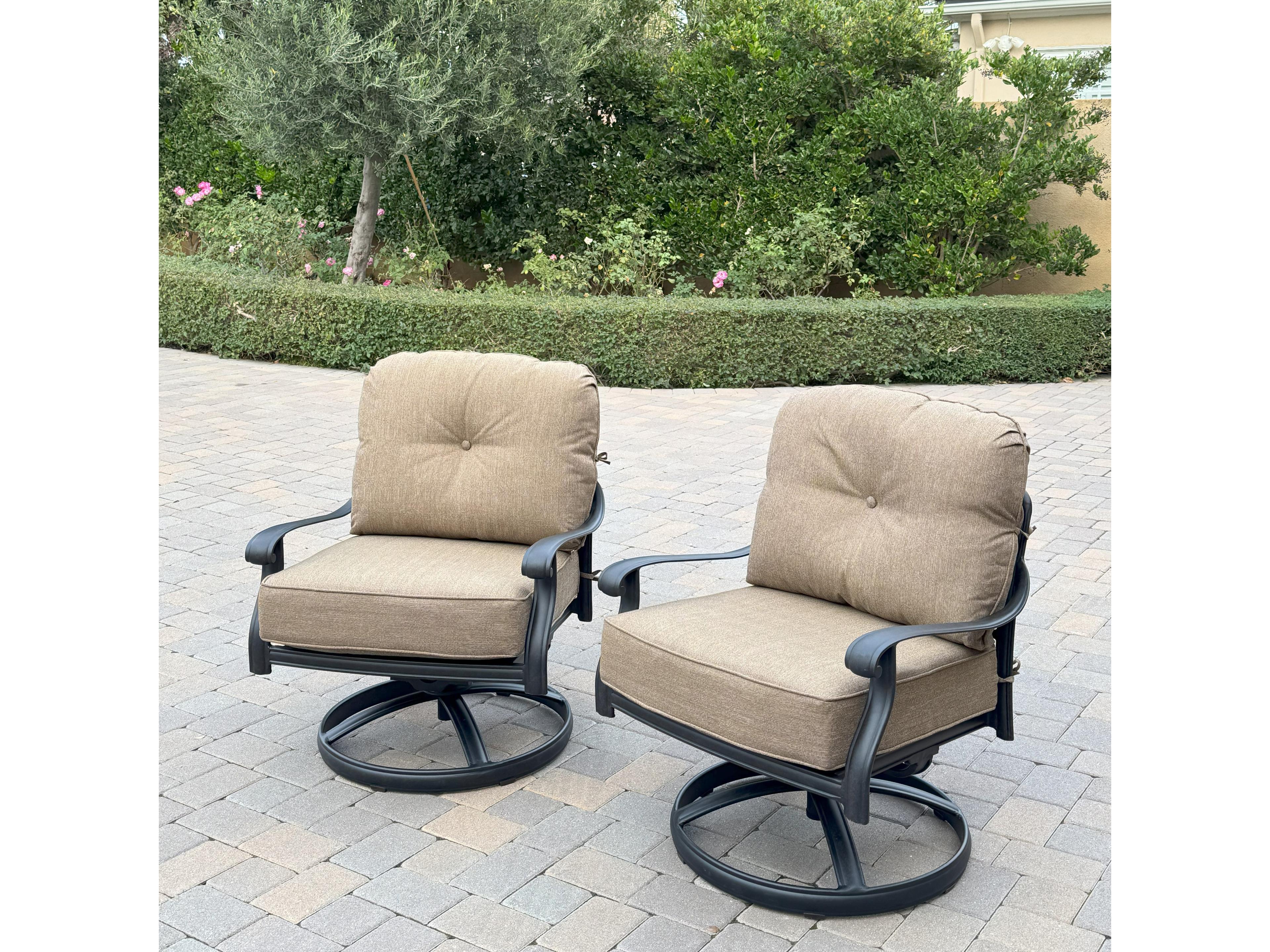 Darlee Outdoor Living Elisabeth Cast Aluminum 6-Piece Conversation Set with 49" x 35" Rectangular Fire Pit Chat Table