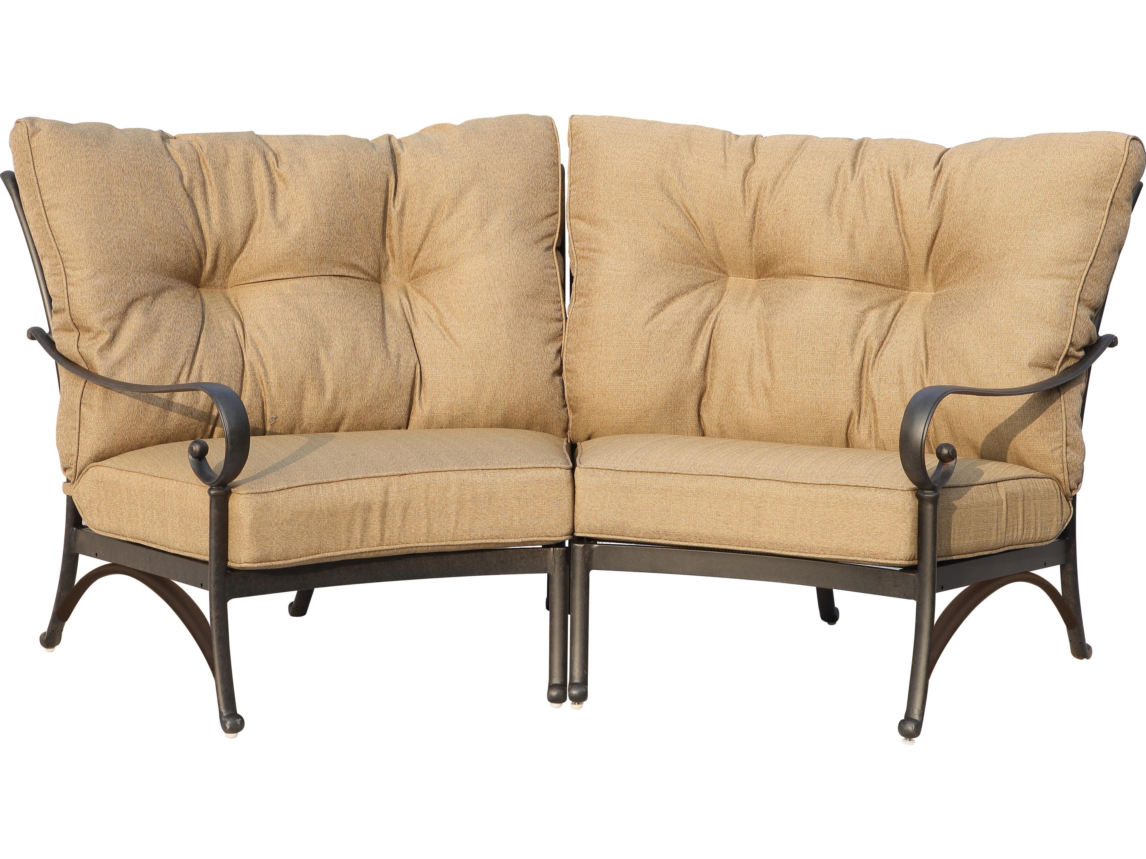 Santa Anita Cast Aluminum 2 -Piece Crescent Sectional Loveseat with Sunbrella Cushion